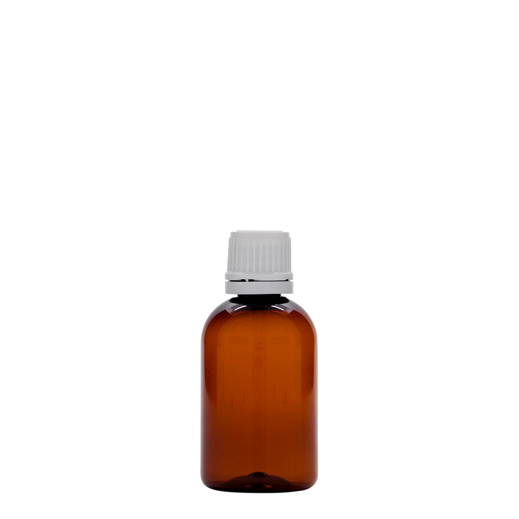 50 ml PET-medicinska boca 'Easy Living', smeđa, plastika, grlo: DIN 18