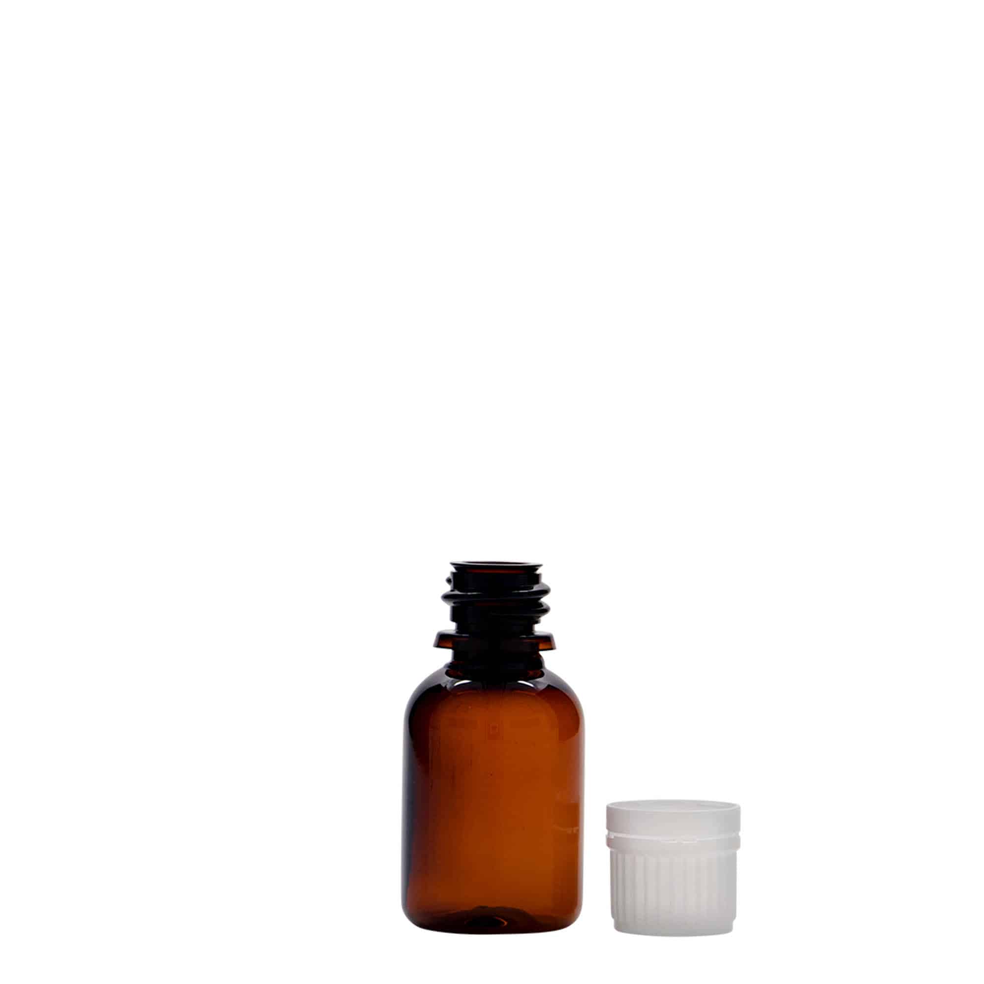 PET medicinska flaša 20 ml 'Easy Living', smeđa, plastika, otvor: DIN 18