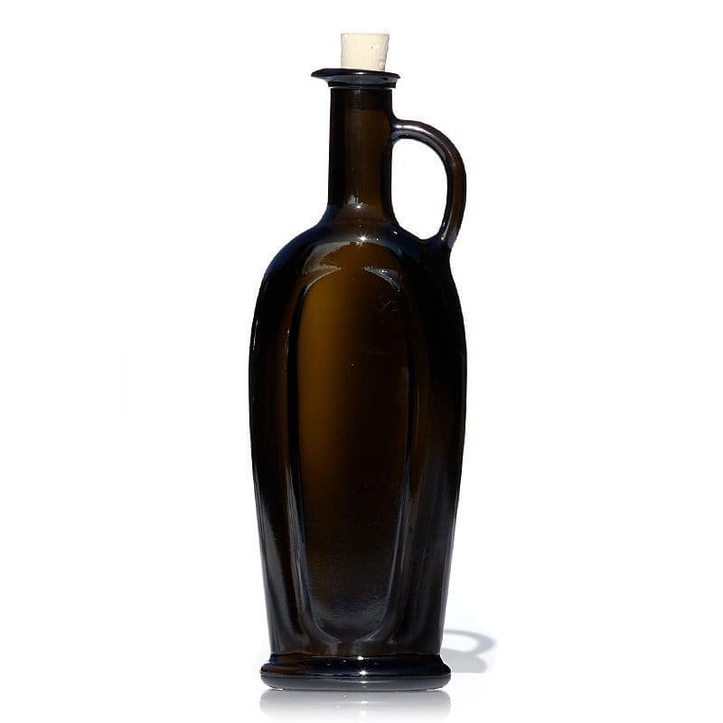 Staklena flaša 500 ml 'Eleganta', ovalna, antikno zelena, otvor: Pluto