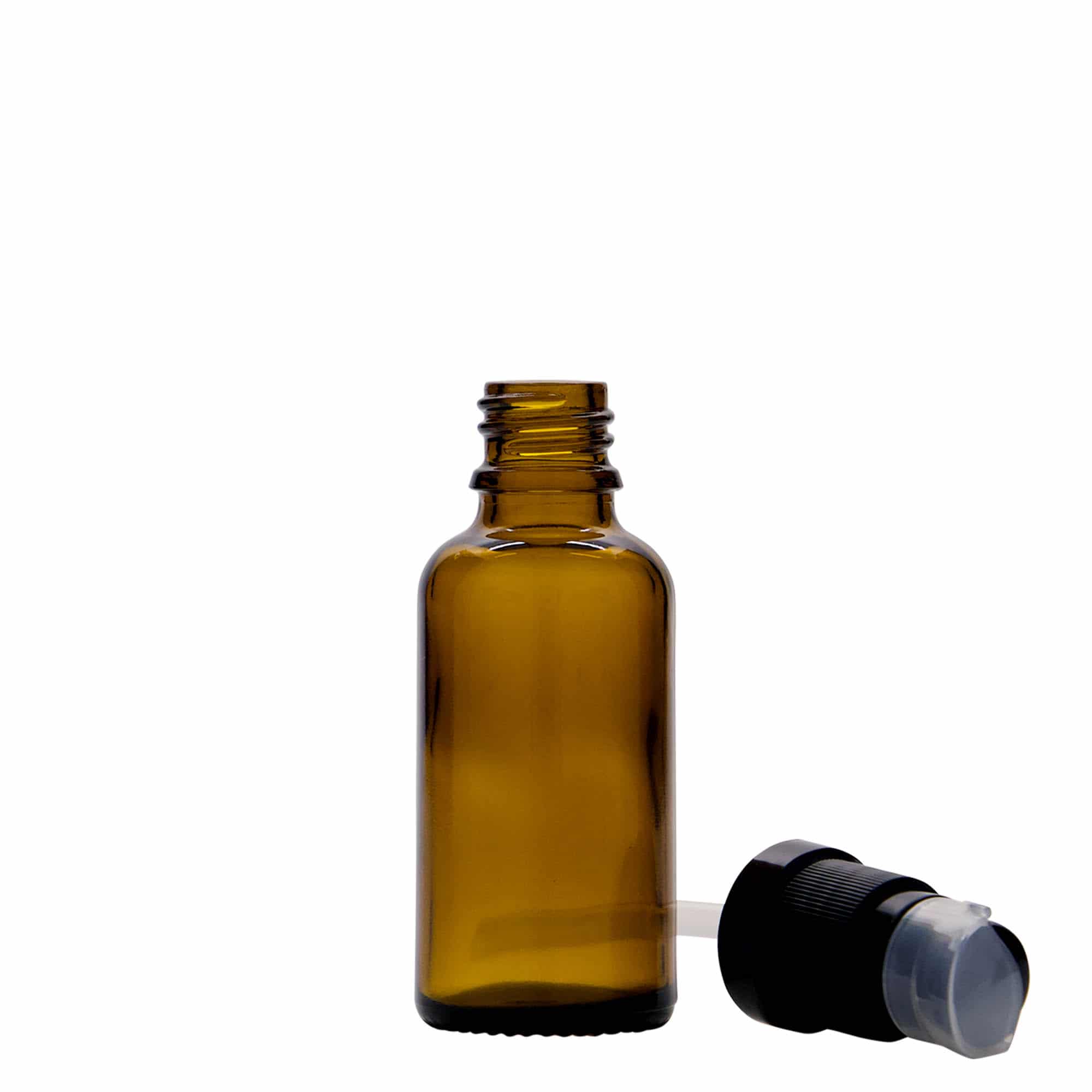 Medicinska flaša sa pumpicom za losion 30 ml, staklo, smeđa, otvor: DIN 18