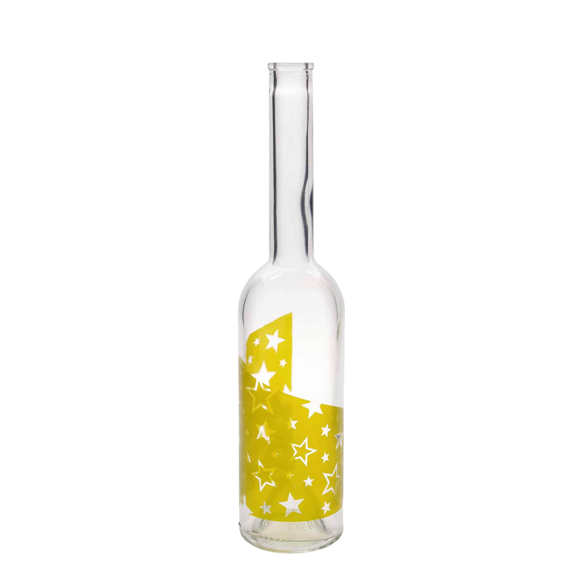 500 ml staklena boca 'Opera', motiv: zlatne zvijezde, grlo: pluta