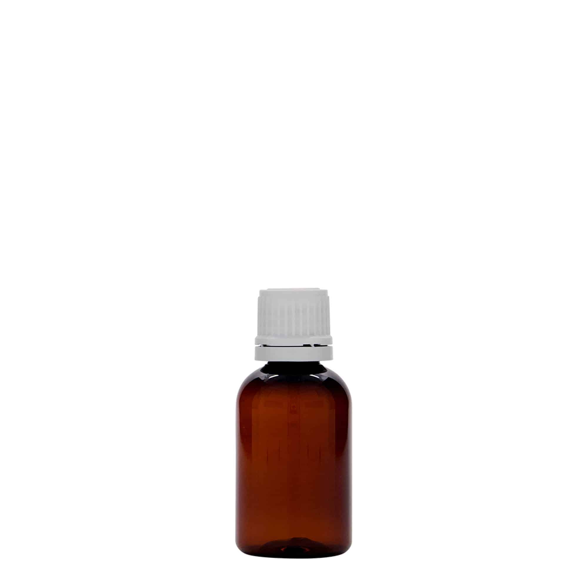 30 ml PET-liječnička bočica „Easy Living“, smeđa, plastika, grlo: DIN 18