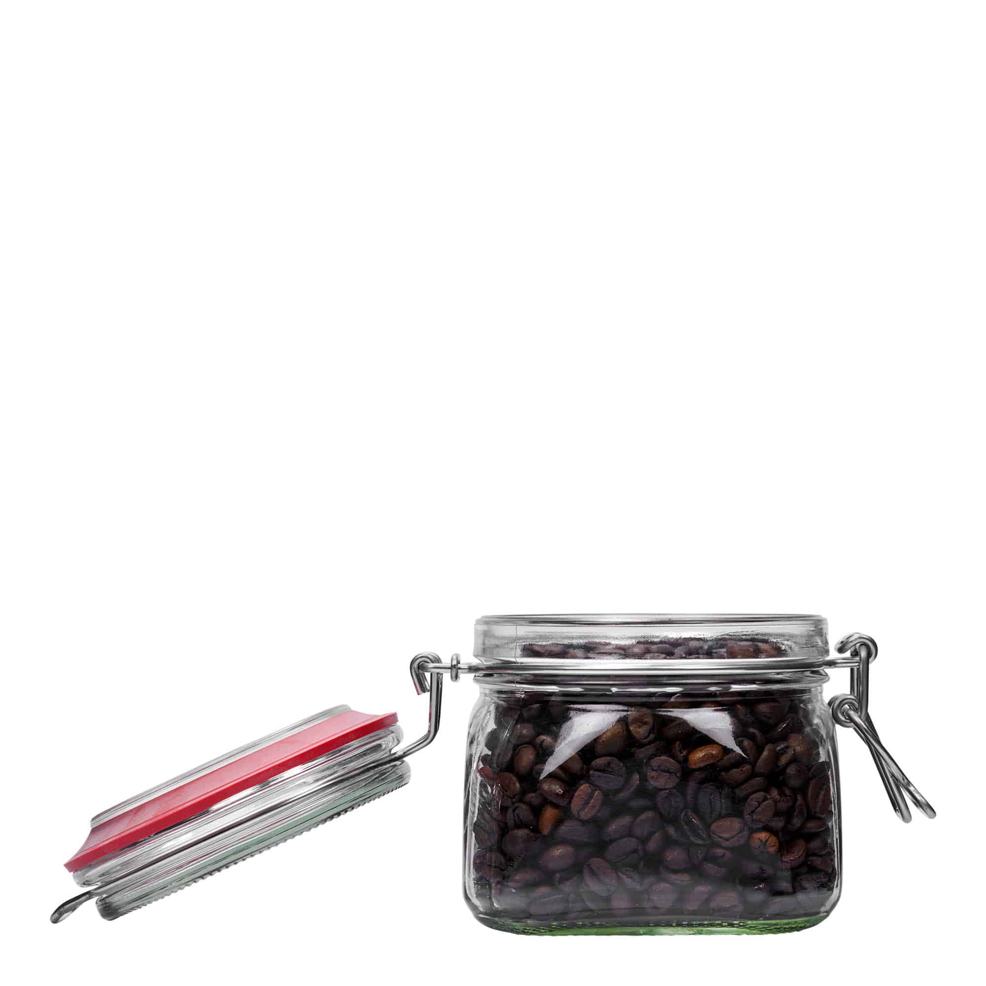 550 ml staklena tegle sa žičanim zatvaračem, kvadratna, otvor: žičani zatvarač