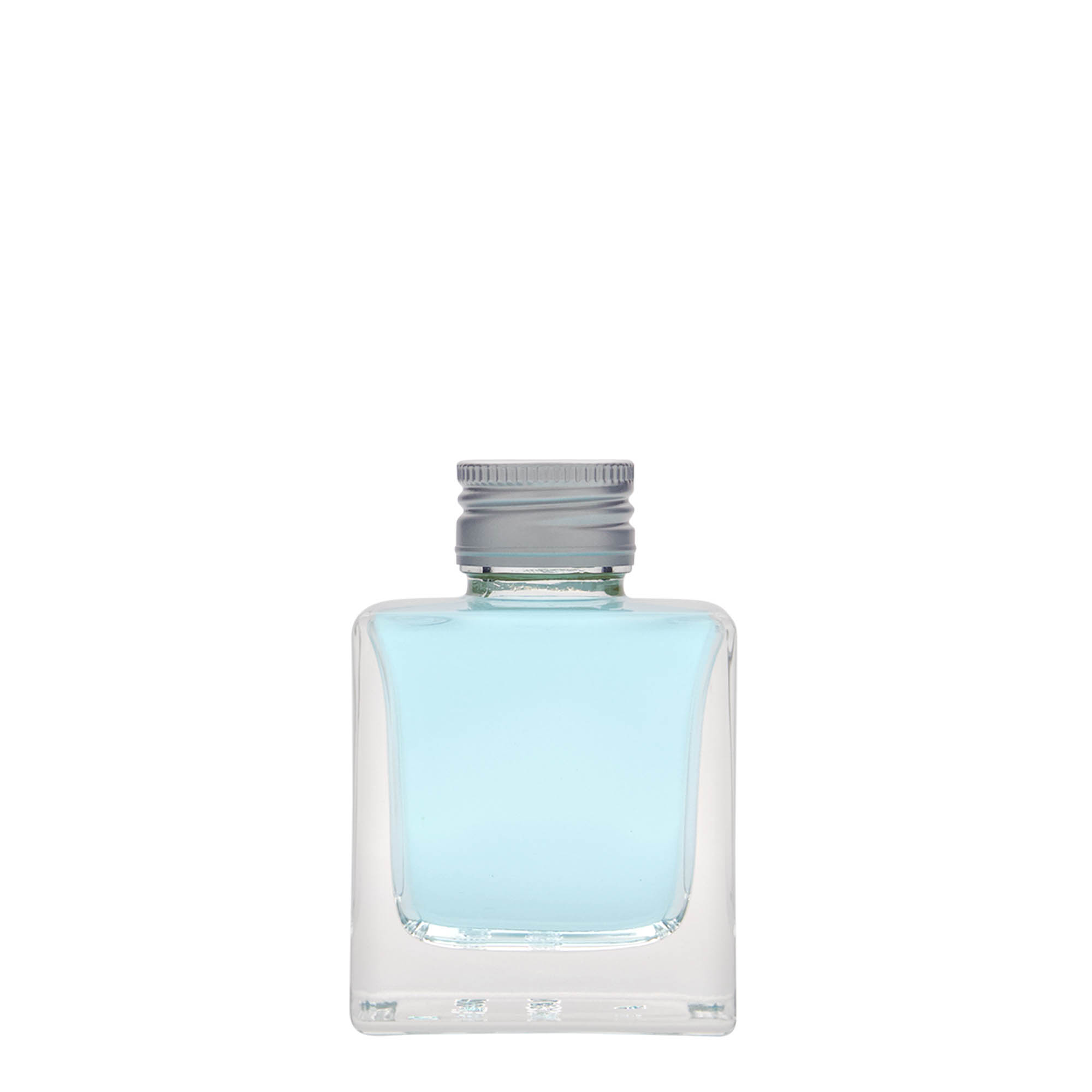 100 ml staklena boca 'Cube', kvadratna, grlo: PP 28