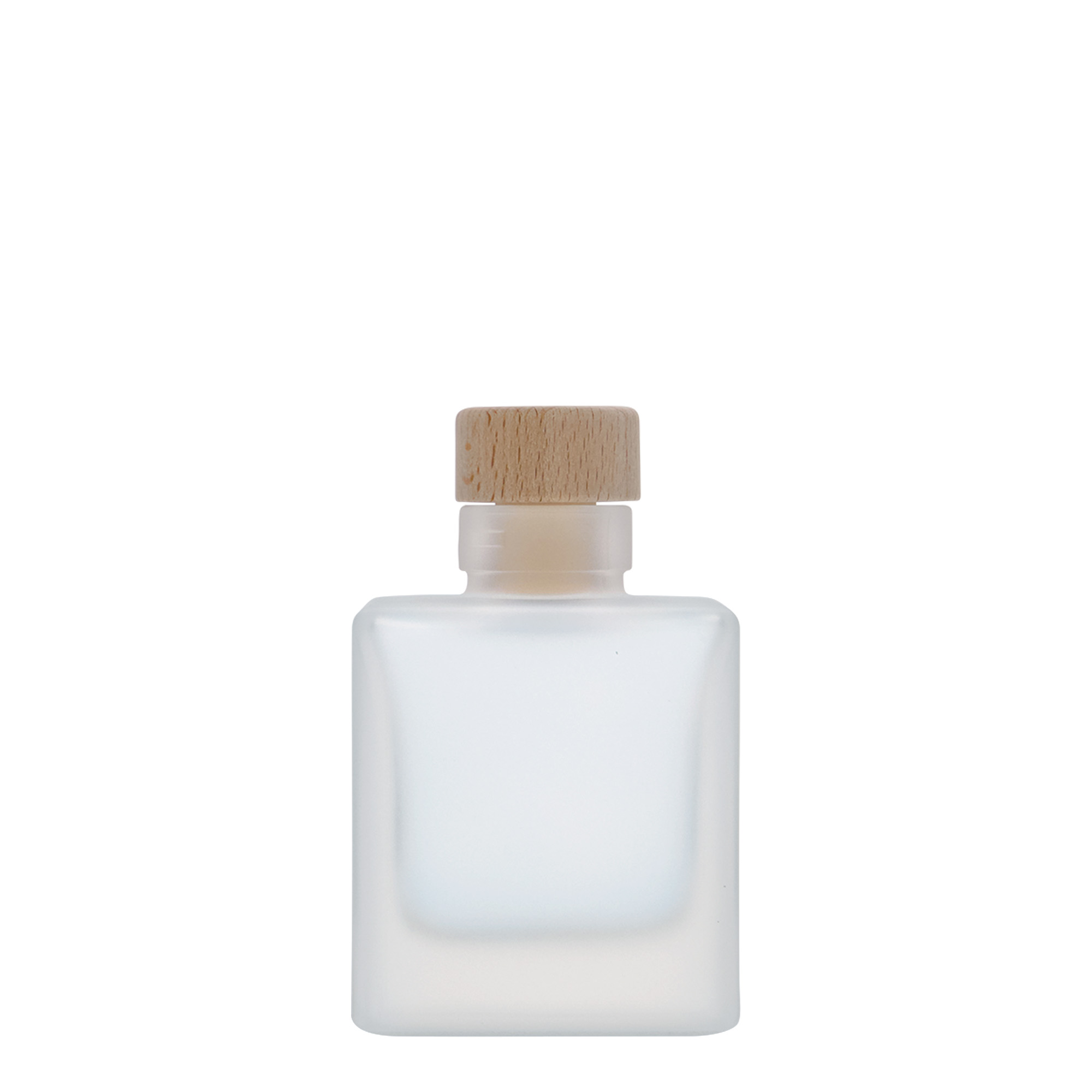 100 ml staklena boca 'Cube', kvadratna, zamrznuta, otvor: pluta