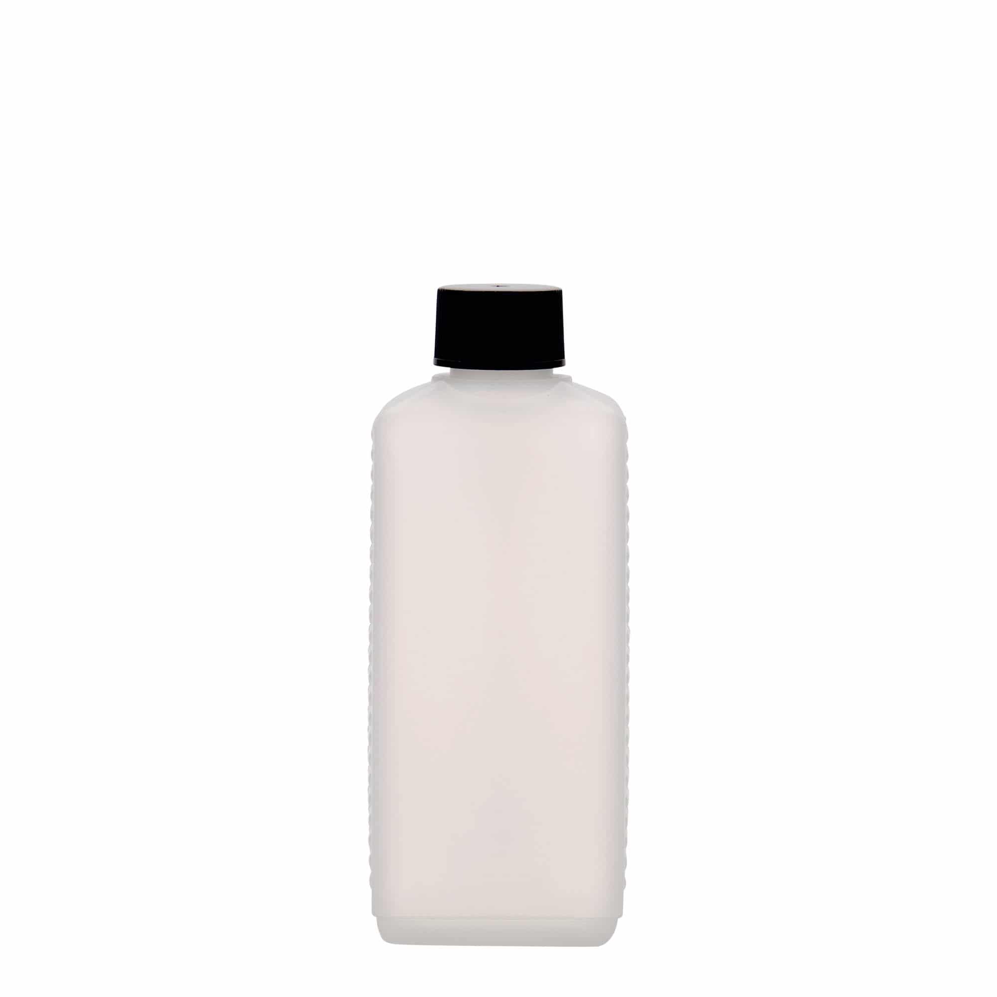 Kanister flaša 250 ml, kvadratna, HDPE plastika, prirodna, otvor: DIN 25 EPE