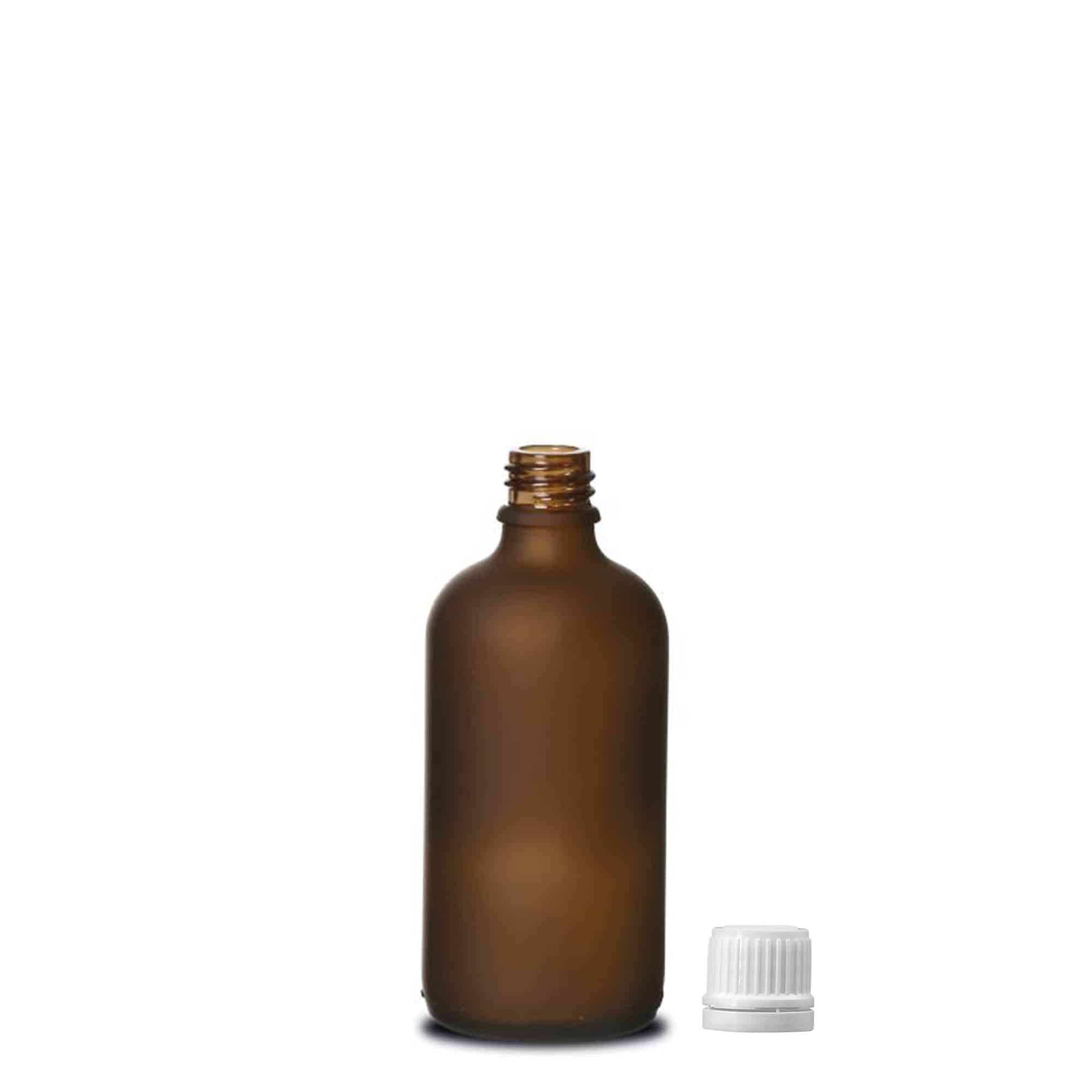 100 ml medicinska bočica, staklo, smeđa matirana, grlo: DIN 18
