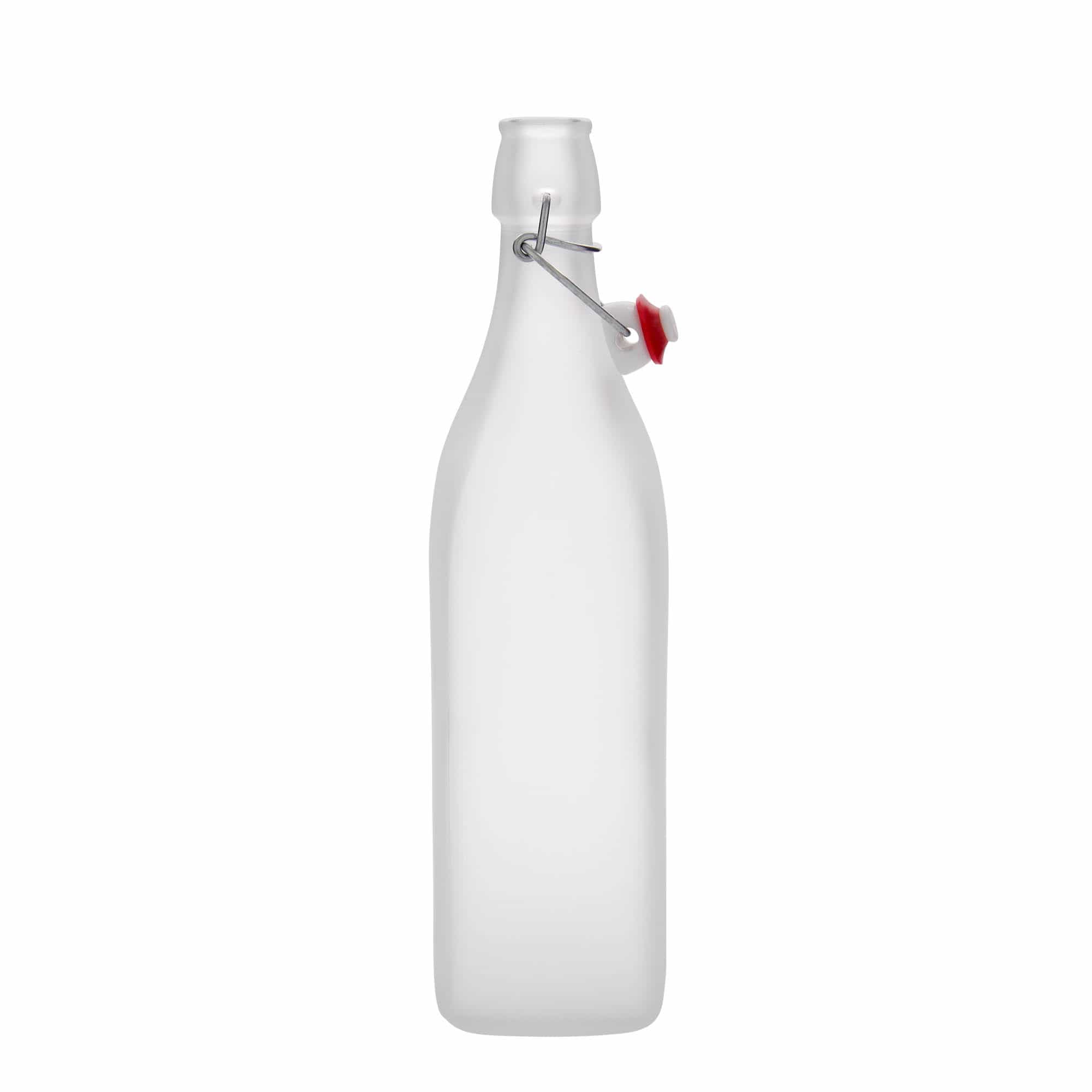 1.000 ml staklena boca „Swing, kvadratna, matirana, grlo: kopča za zatvaranje