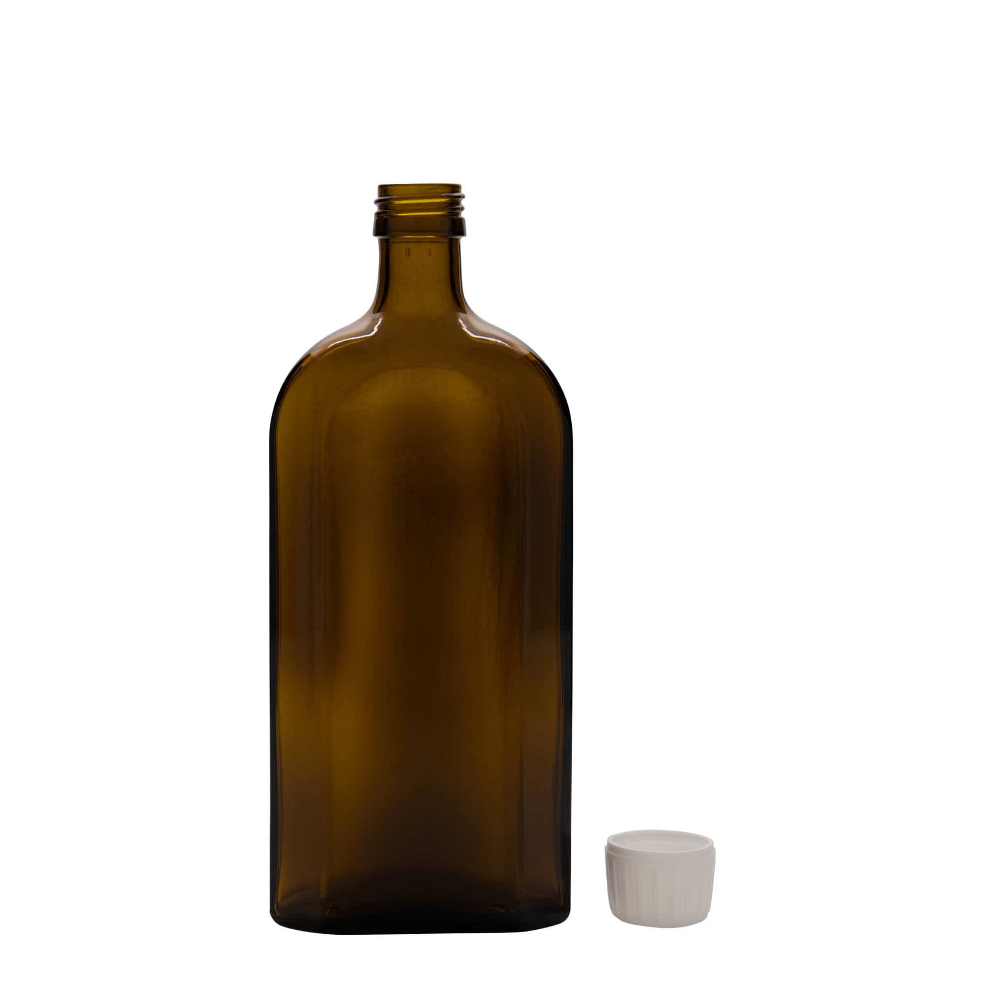 Medicinska flaša 500 ml Meplat, ovalna, staklo, smeđa, otvor: PP 28