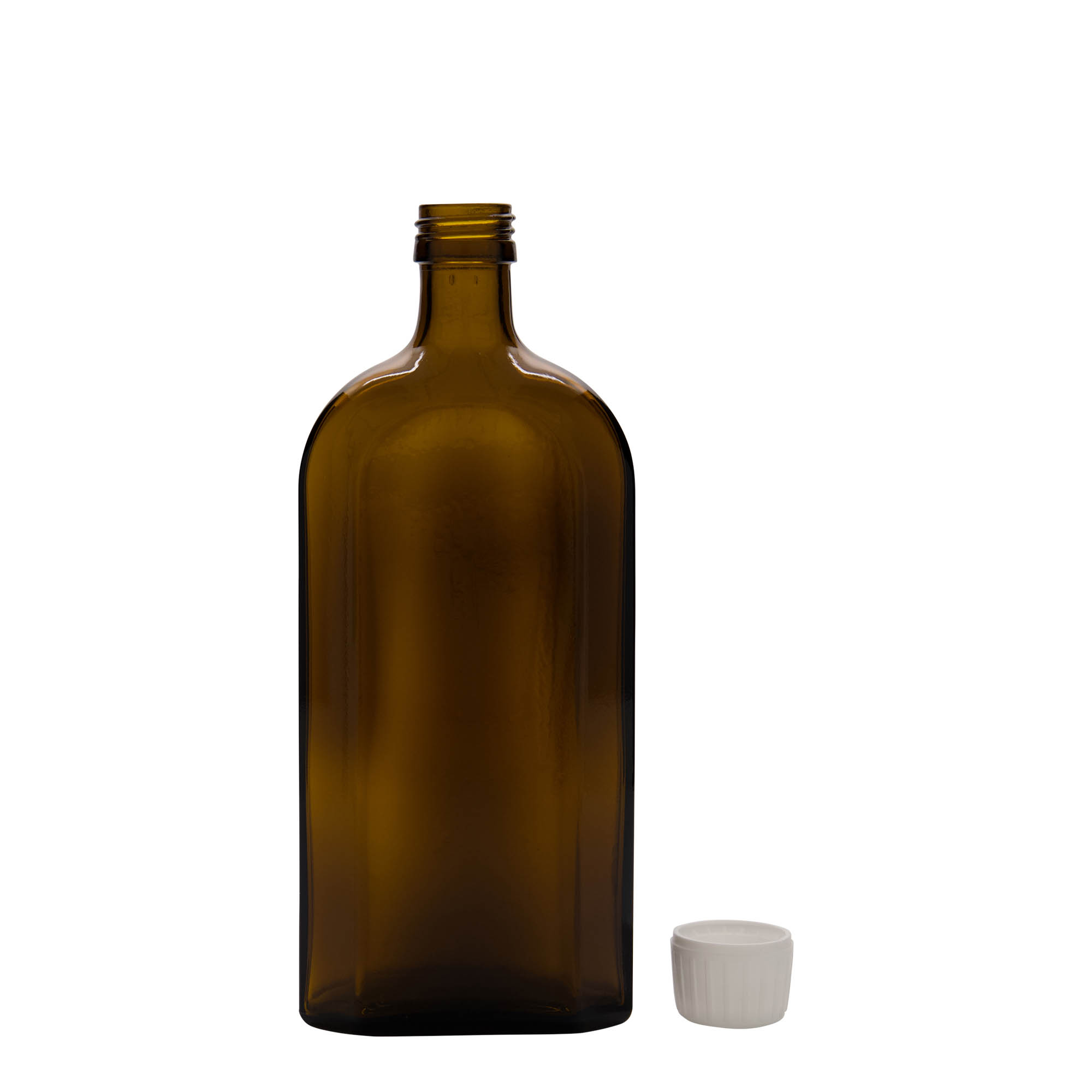 500 ml medicinska boca Meplat, ovalna, staklena, smeđa, otvor: PP 28