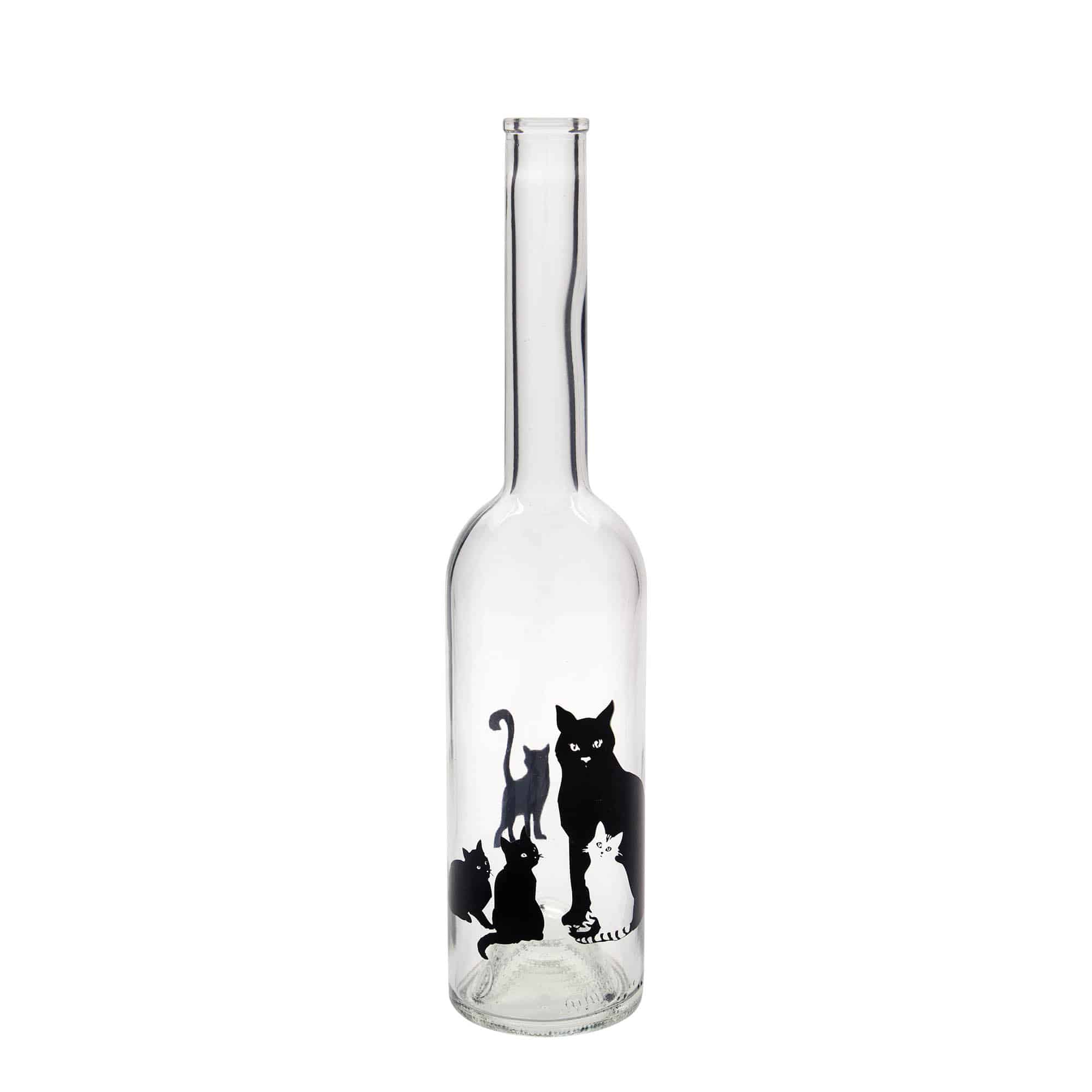 Staklena flaša 500 ml 'Opera', motiv: Mačke, otvor: Pluto Staklena flaša 500 ml 'Opera', motiv: Mačke, otvor: Pluto