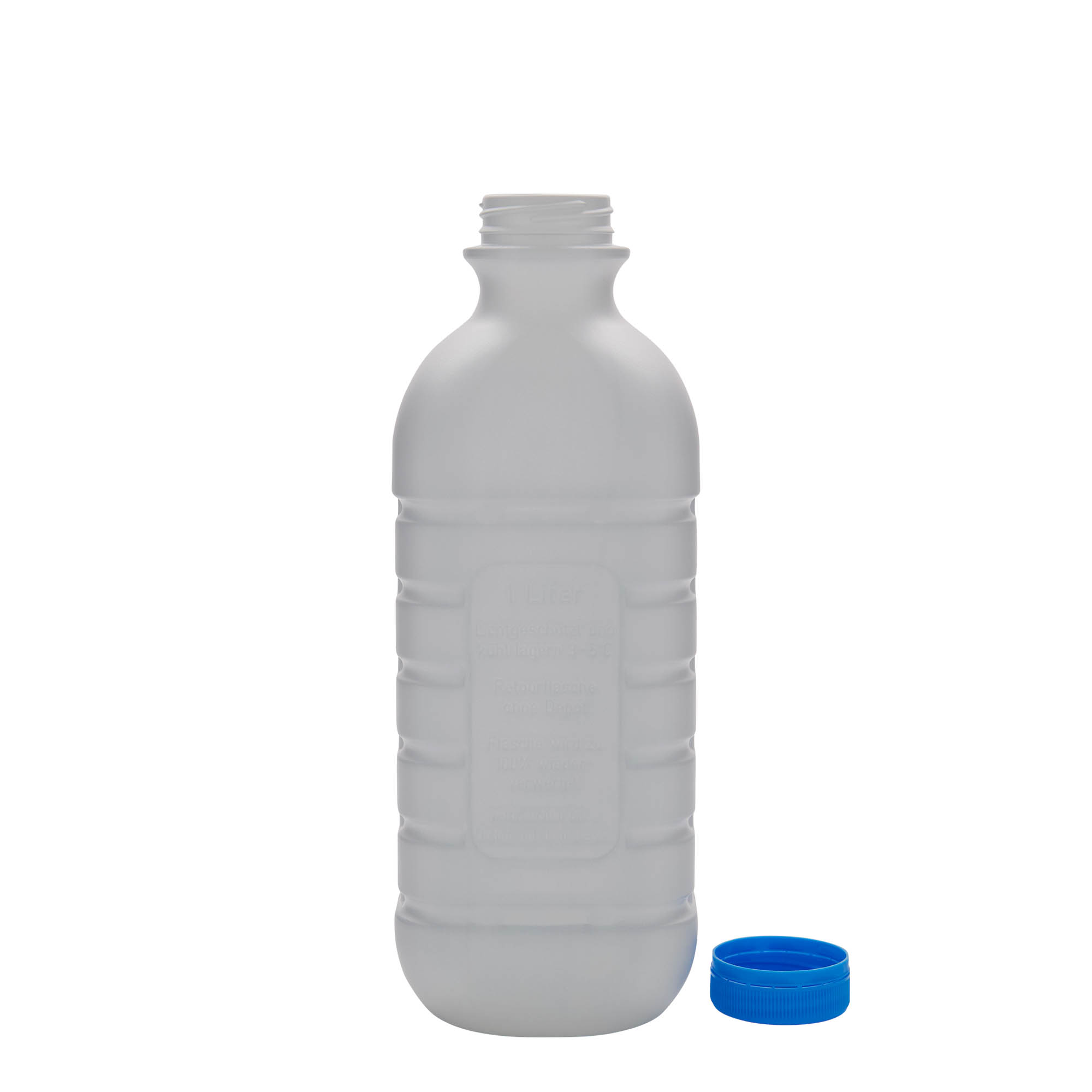 1.000 ml boca za mlijeko, pravokutna, HDPE plastika, bijela, grlo: PEHD40 1.000 ml boca za mlijeko, pravokutna, HDPE plastika, bijela, grlo: PEHD40