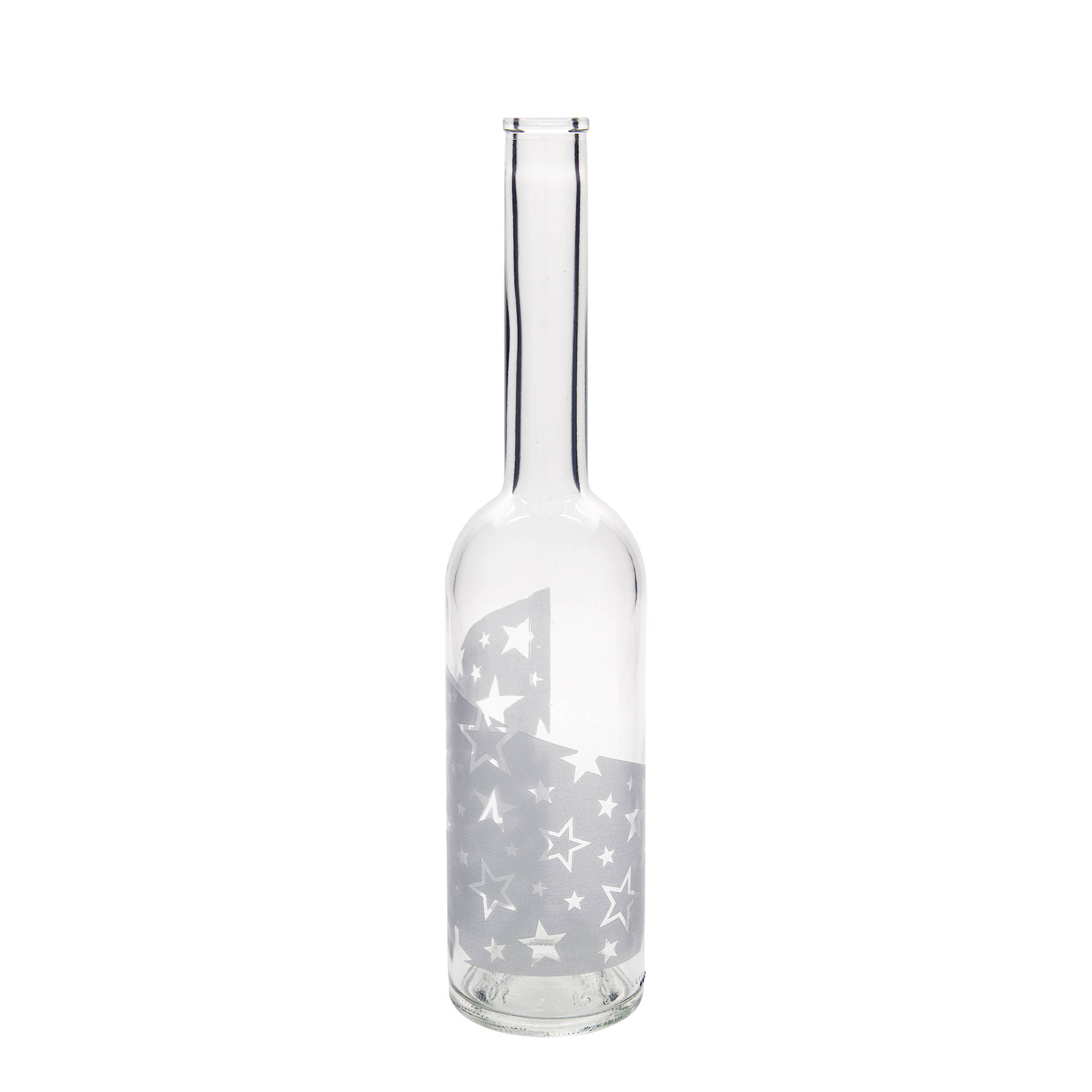 Staklena flaša 500 ml 'Opera', motiv: Srebrne zvijezde, otvor: Pluto Staklena flaša 500 ml 'Opera', motiv: Srebrne zvijezde, otvor: Pluto