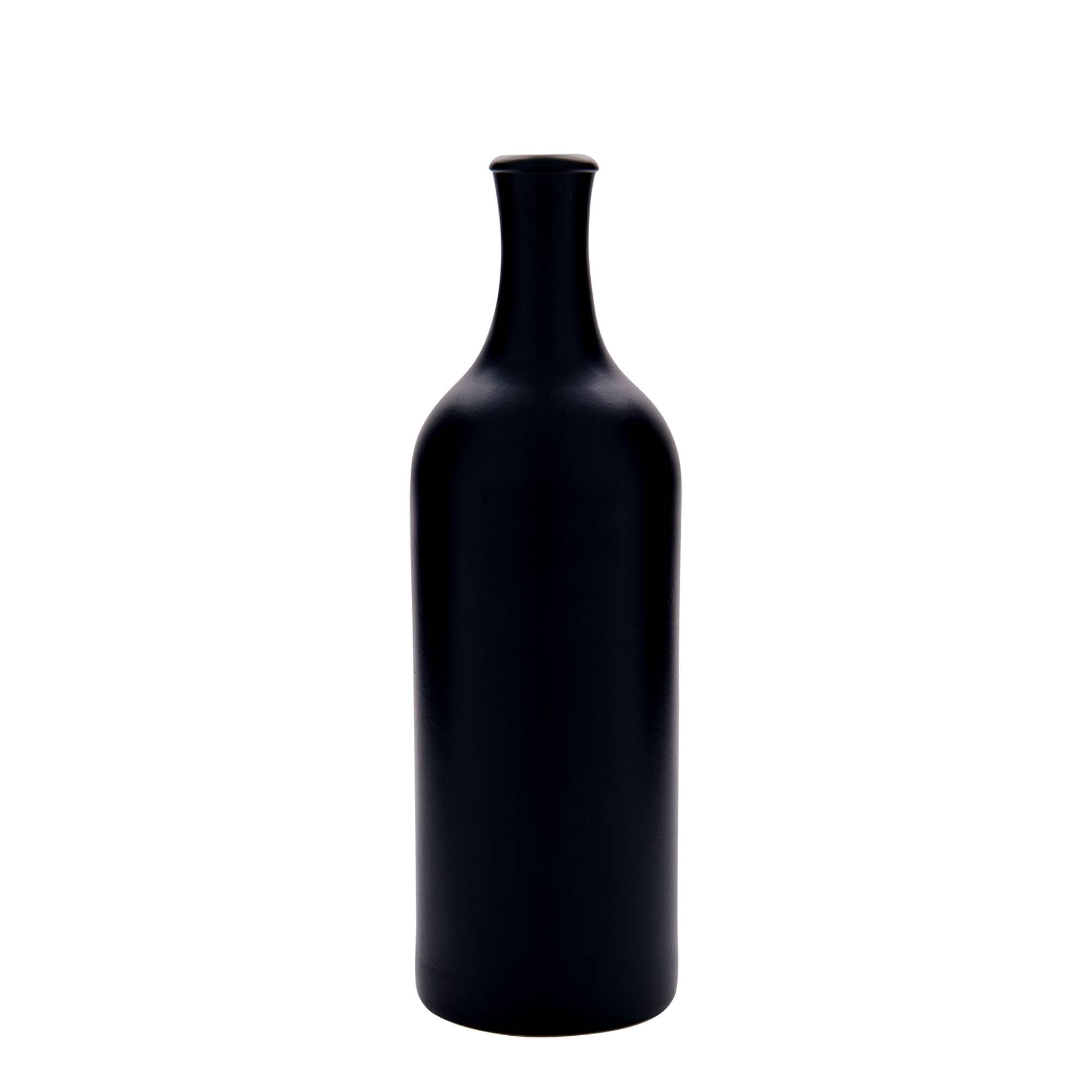 Glineni vrč sa dugim vratom 750 ml, keramika, crna, otvor: Pluto