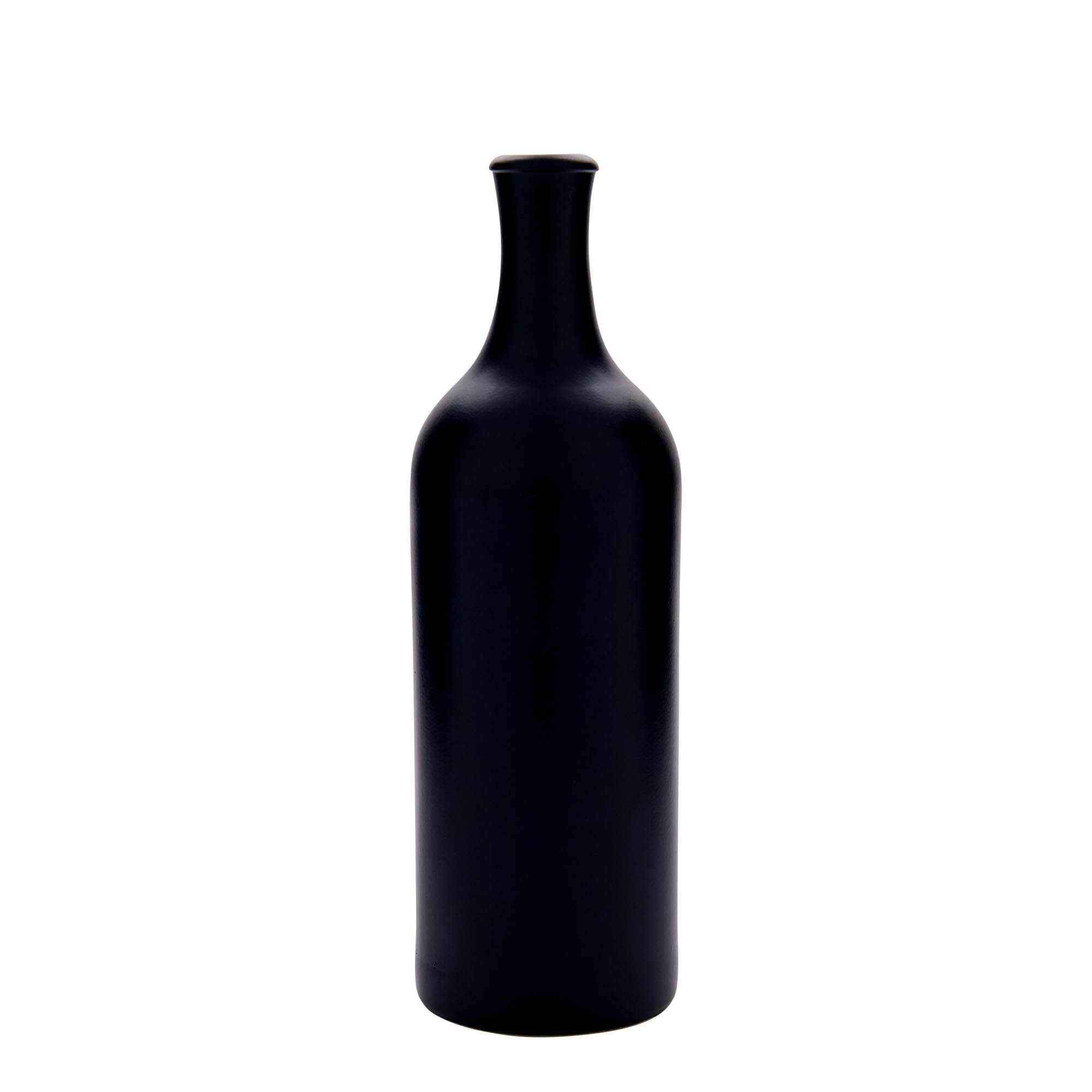 750 ml glineni vrč dugog vrata, kamenina, crni, otvor: pluta