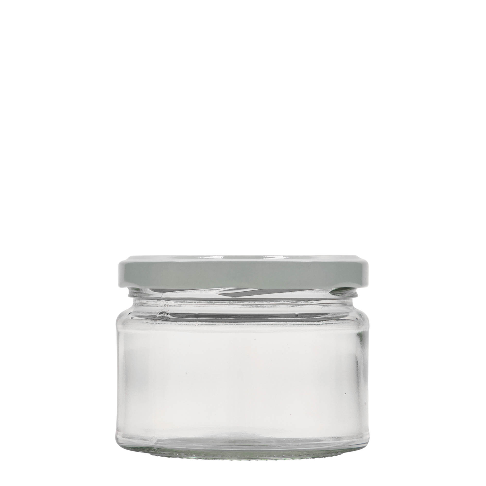 280 ml pljosnata okrugla staklena posuda, otvor: Twist-Off (TO 82)