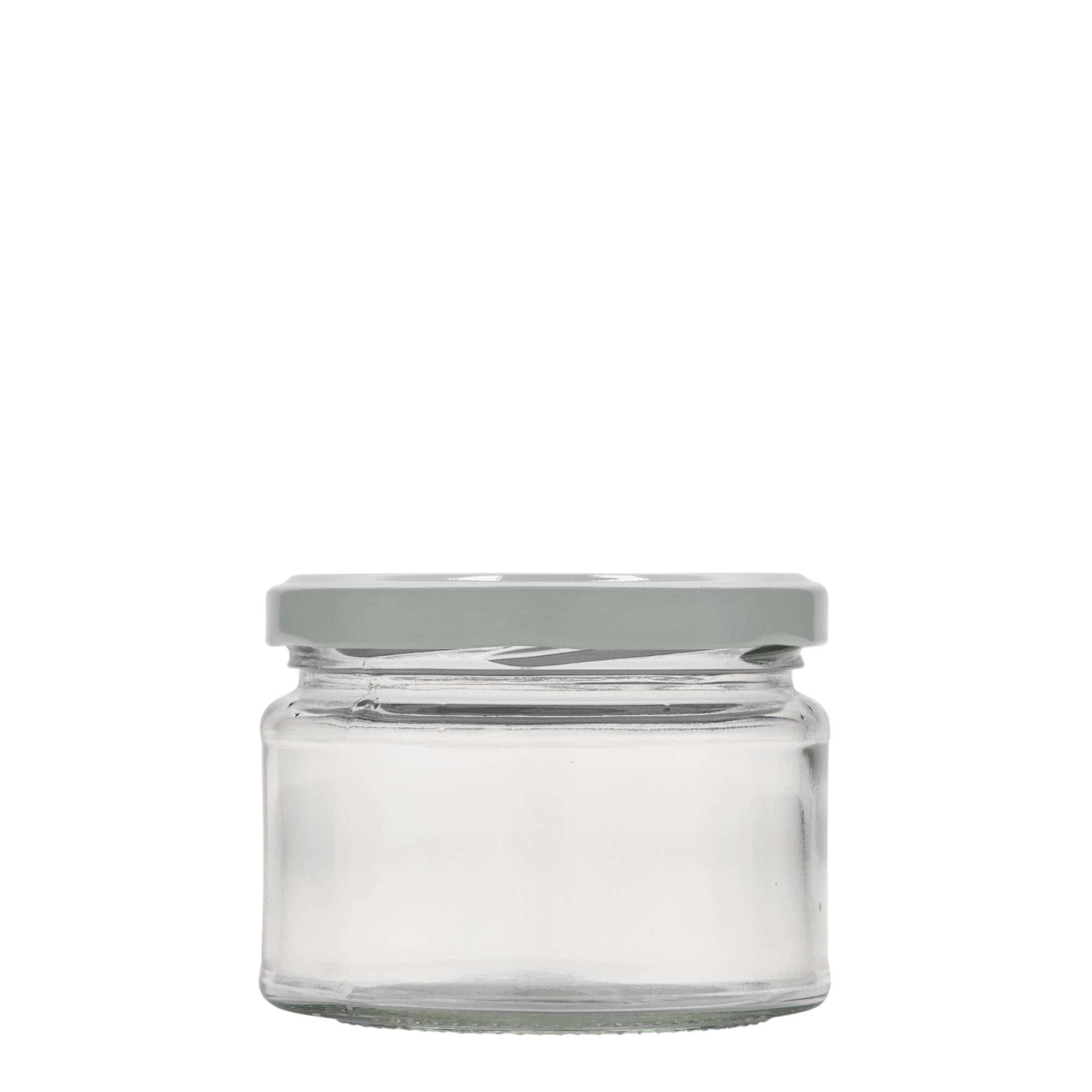 280 ml pljosnata okrugla staklena posuda, otvor: Twist-Off (TO 82)