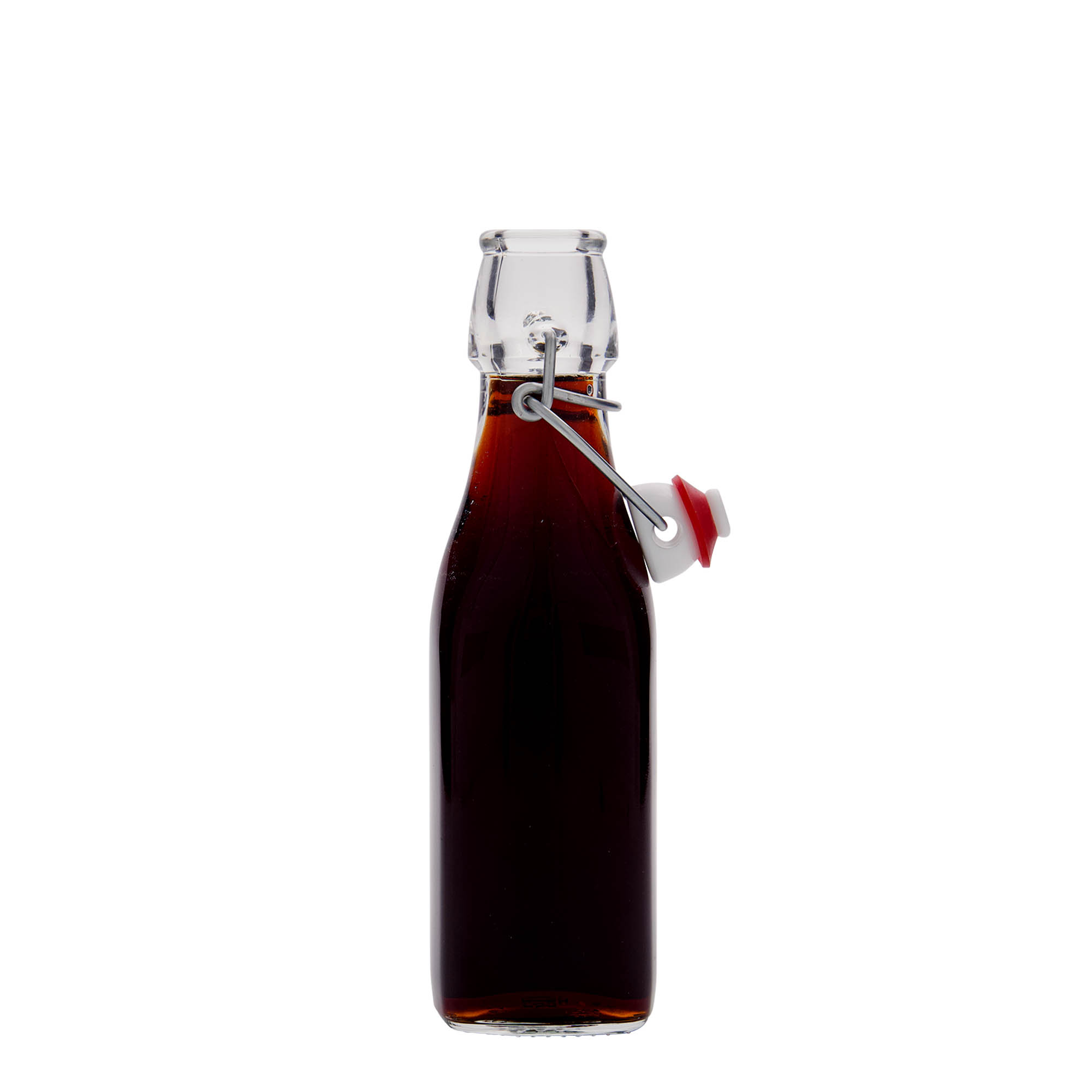 250 ml staklena boca „Swing, četvrtasta, grlo: zatvarač s kopčom“