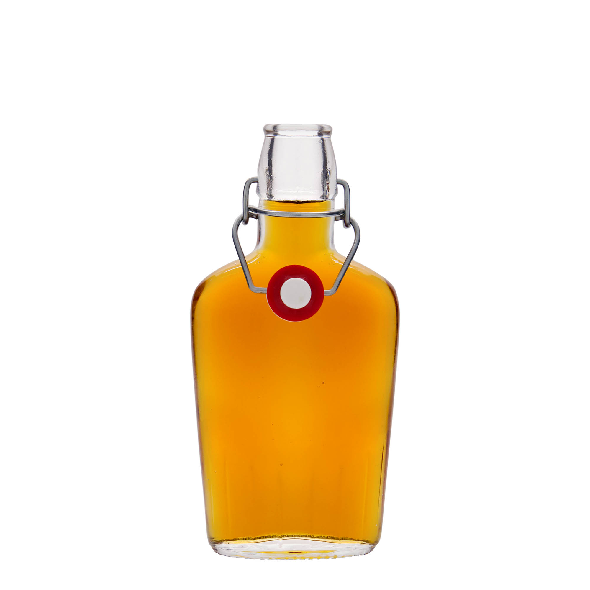 250 ml staklena boca „Fiaschetta“, ovalna, grlo: zatvarač s kopčom