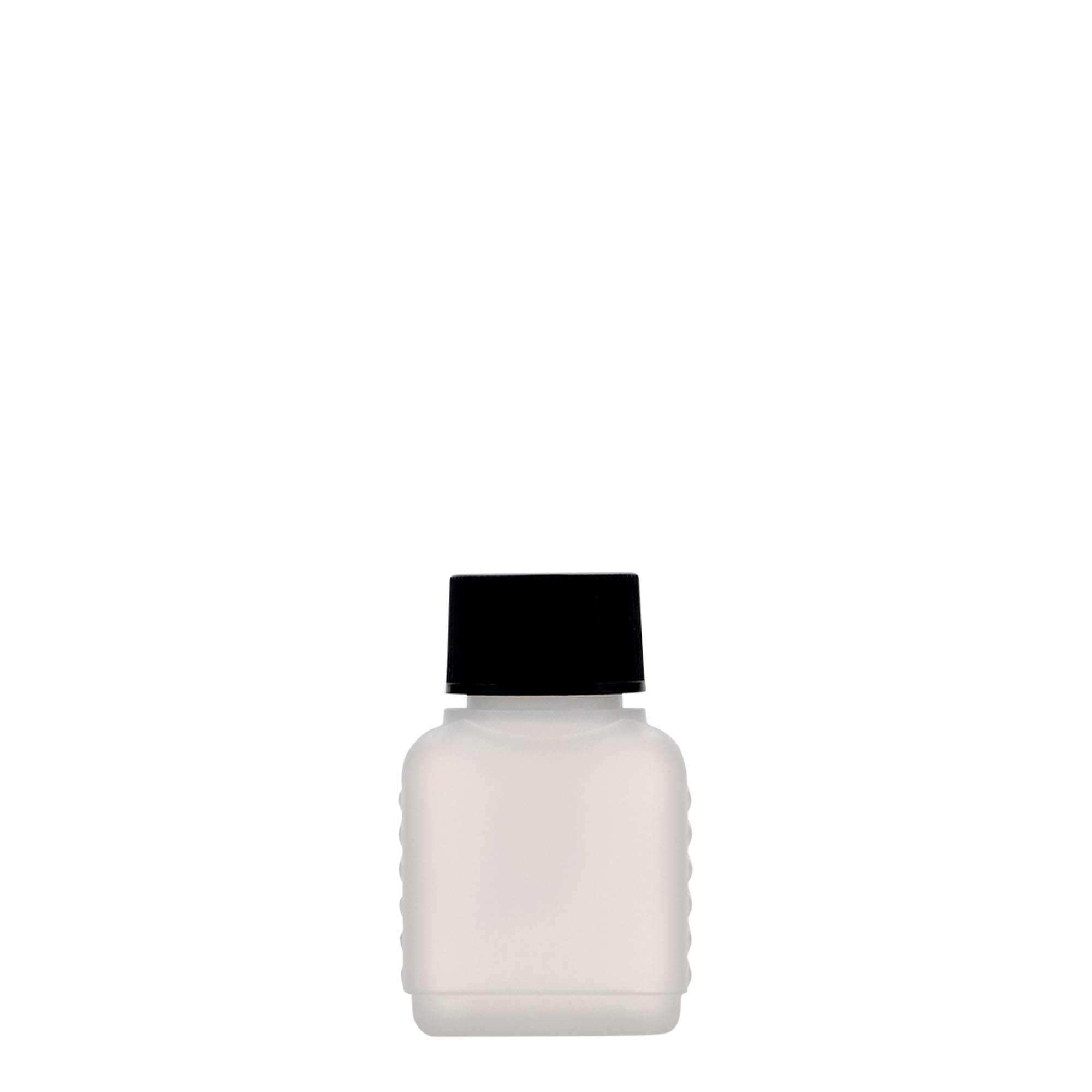 Kanister flaša 50 ml, kvadratna, HDPE plastika, prirodna, otvor: DIN 25
