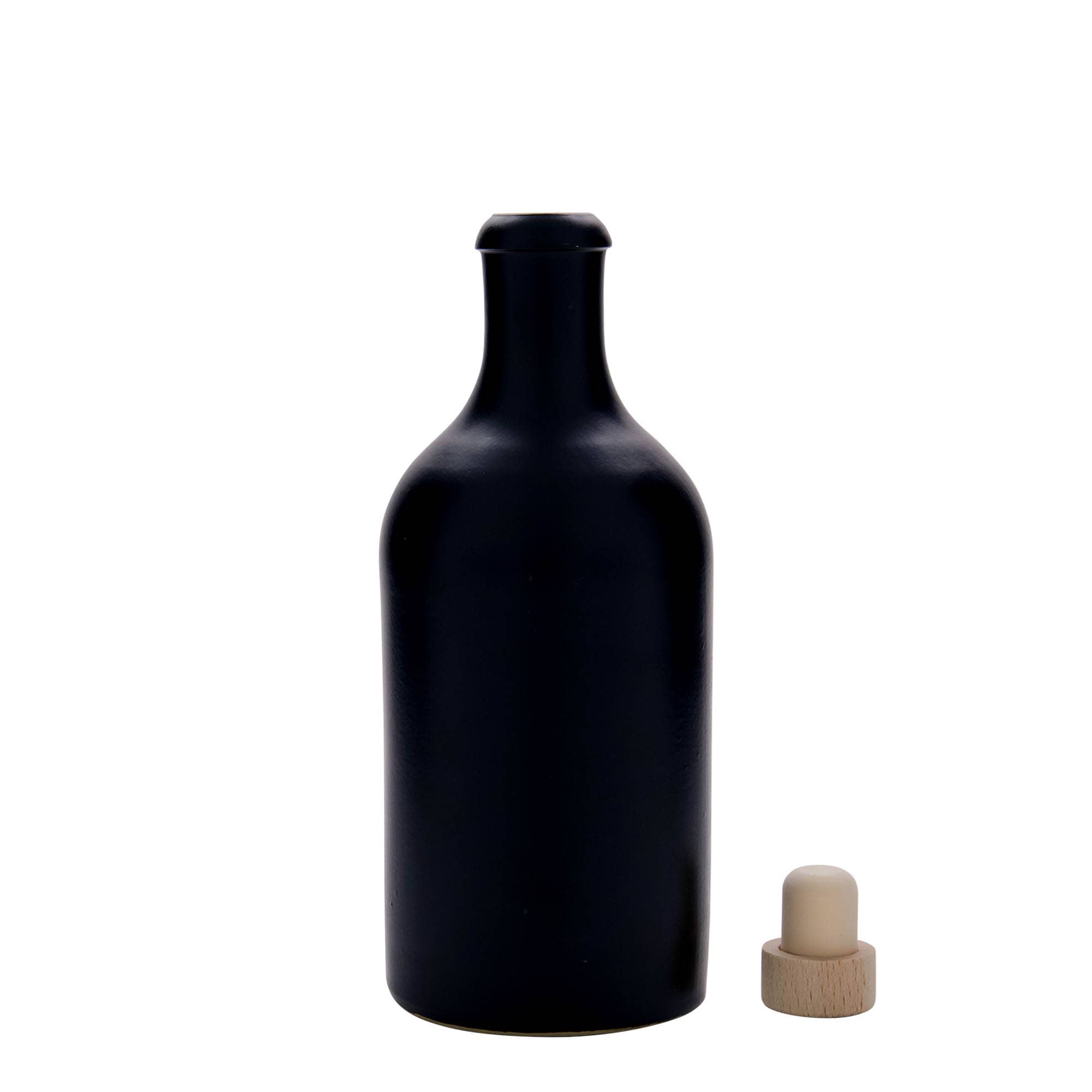 500 ml glineni vrč, kamenina, crni, grlo: pluta
