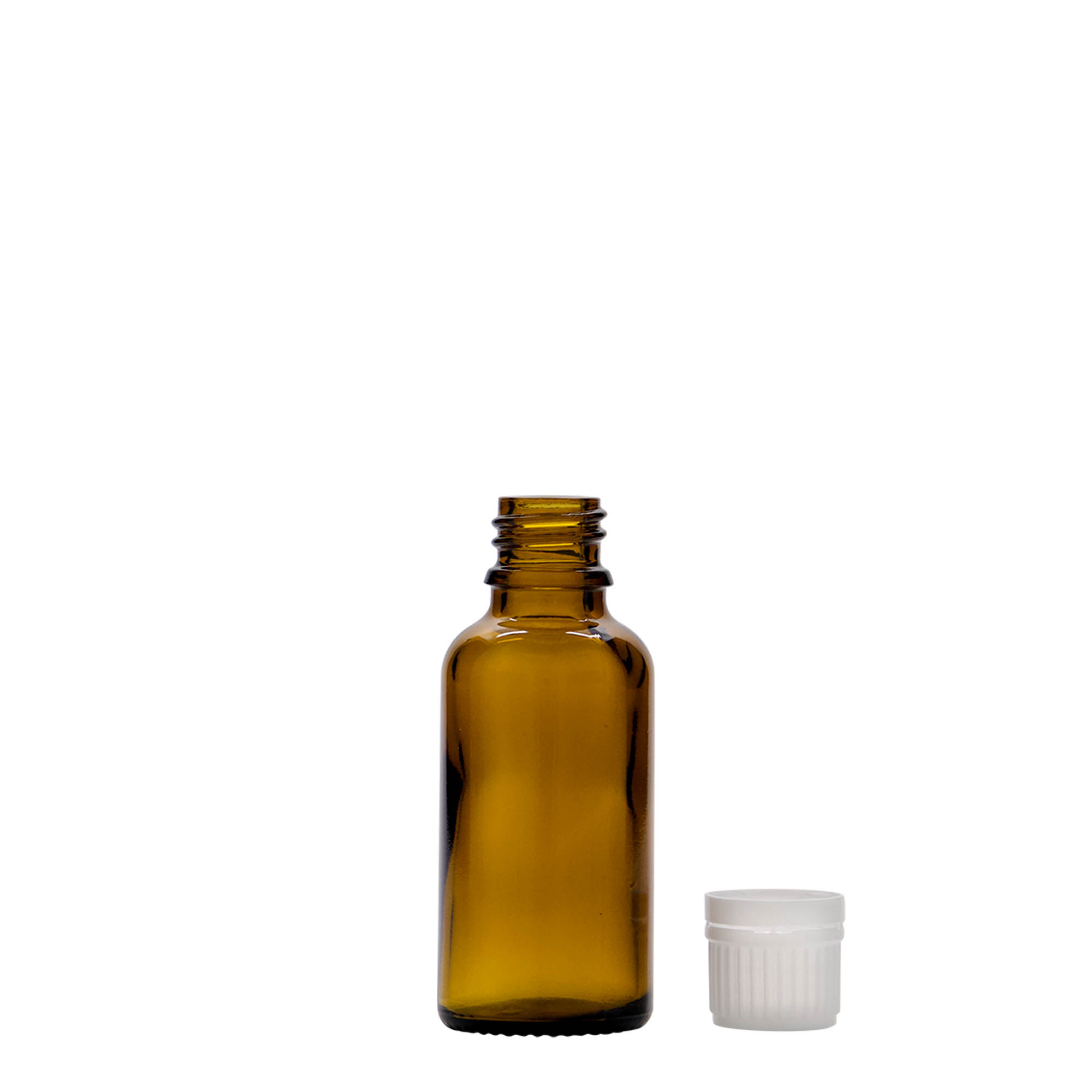 30 ml medicinska bočica, staklo, smeđa, grlo: DIN 18