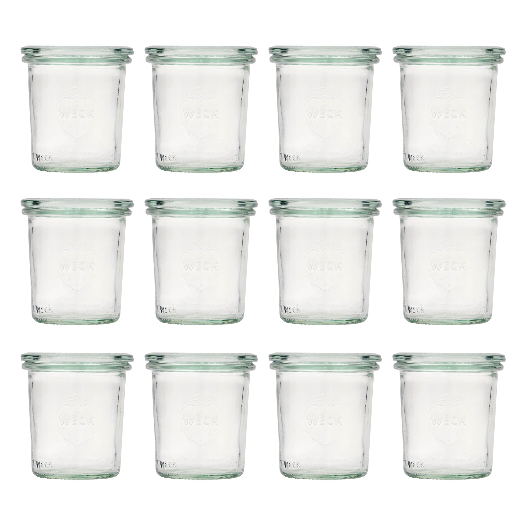 12x 140 ml WECK staklenka za preokretanje sa staklenim poklopcem RR 60