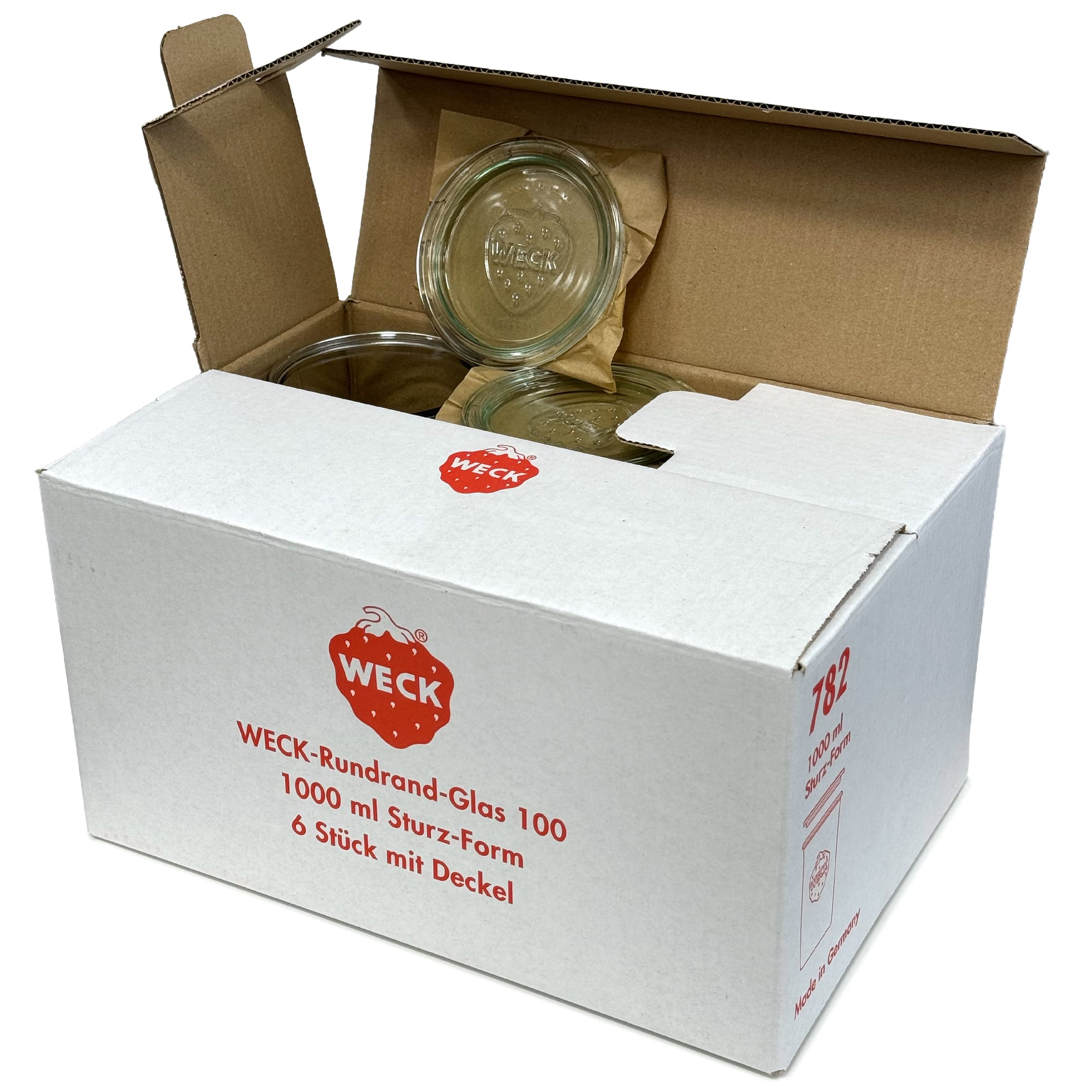6x 1000 ml WECK staklenka za preokretanje sa staklenim poklopcem RR 100