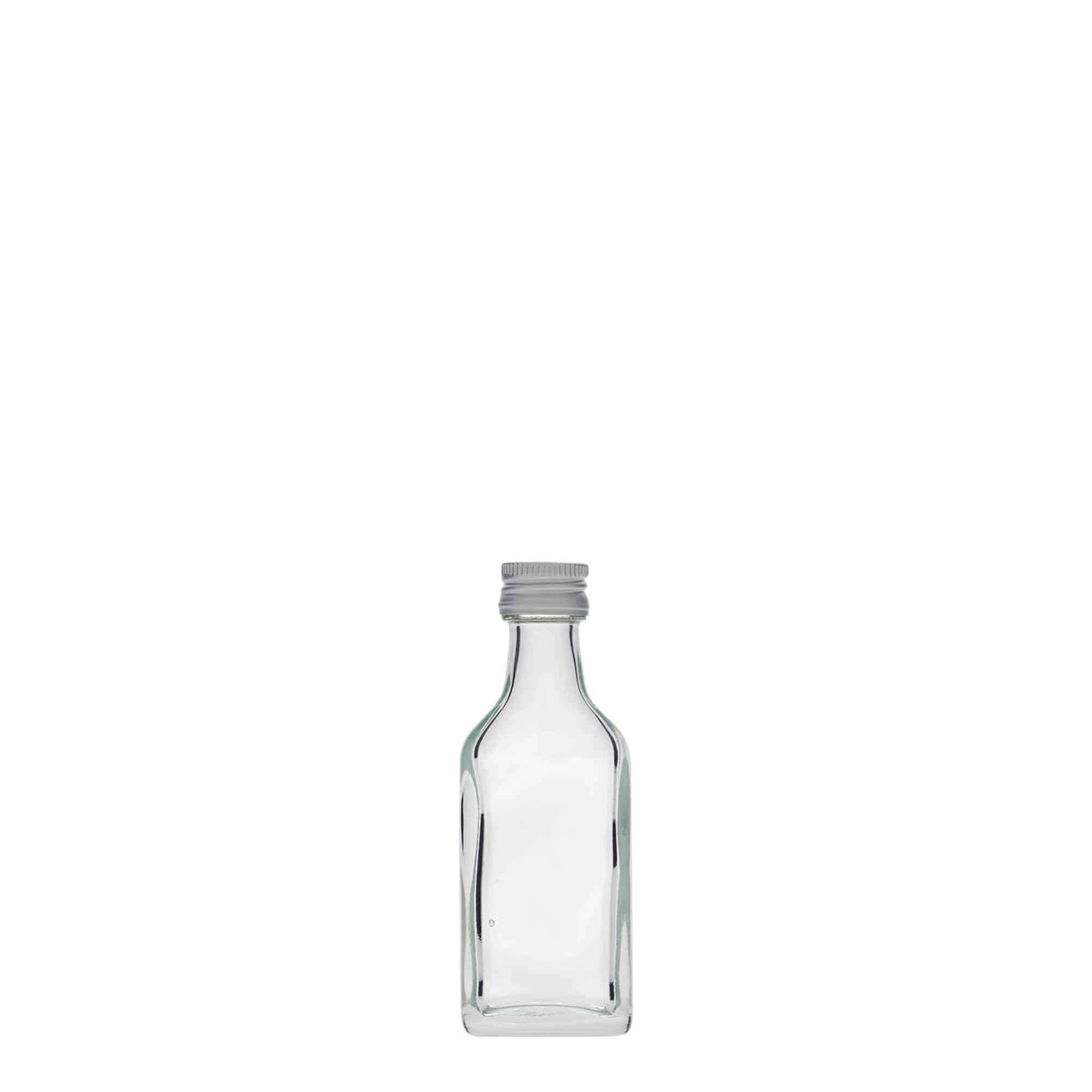Džepna flaša 20 ml, kvadratna, staklo, otvor: PP 18