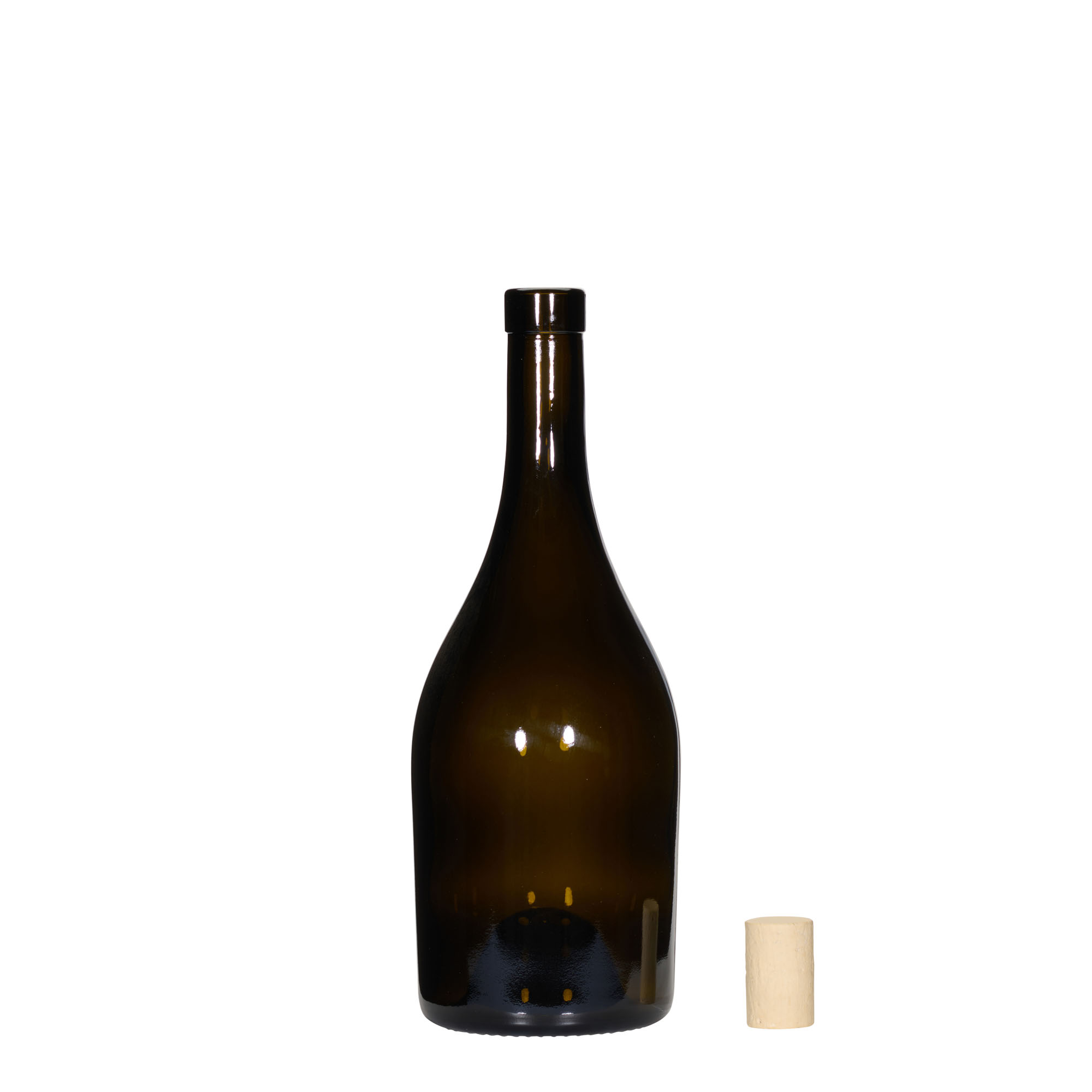 Flaša za vino 750 ml 'Exclusive', antikno zelena, otvor: Pluto