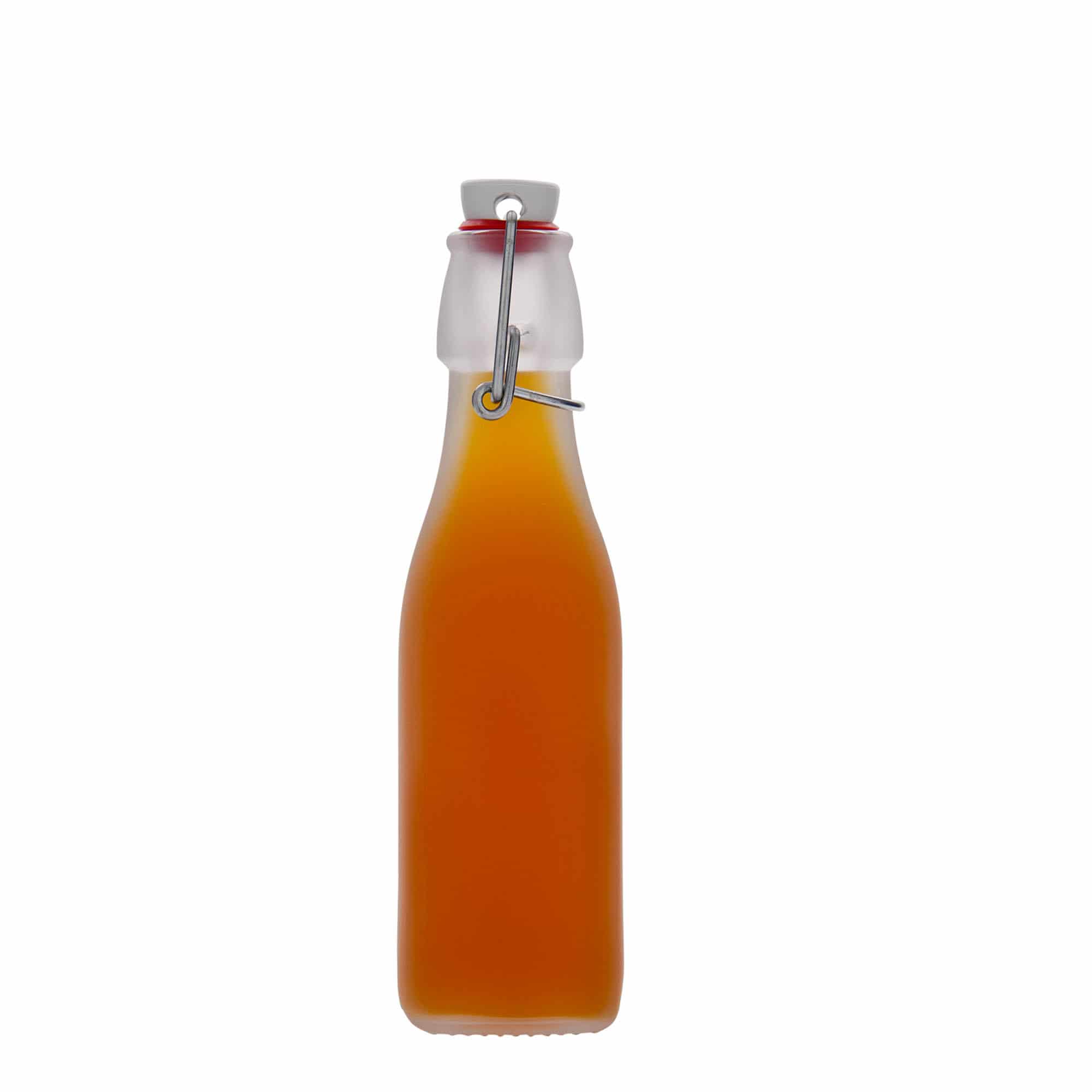 250 ml staklena boca 'Swing, kvadratna, bijela, grlo: zatvarač s kopčom'
