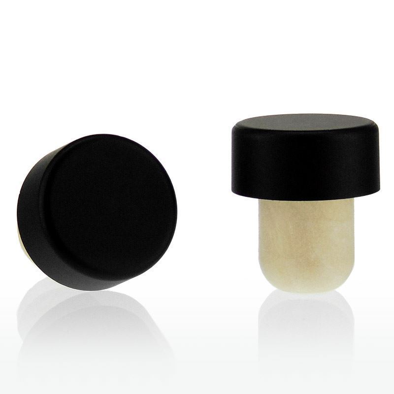 Čep od plute 19 mm, plastika, crni, za otvor: plutani
