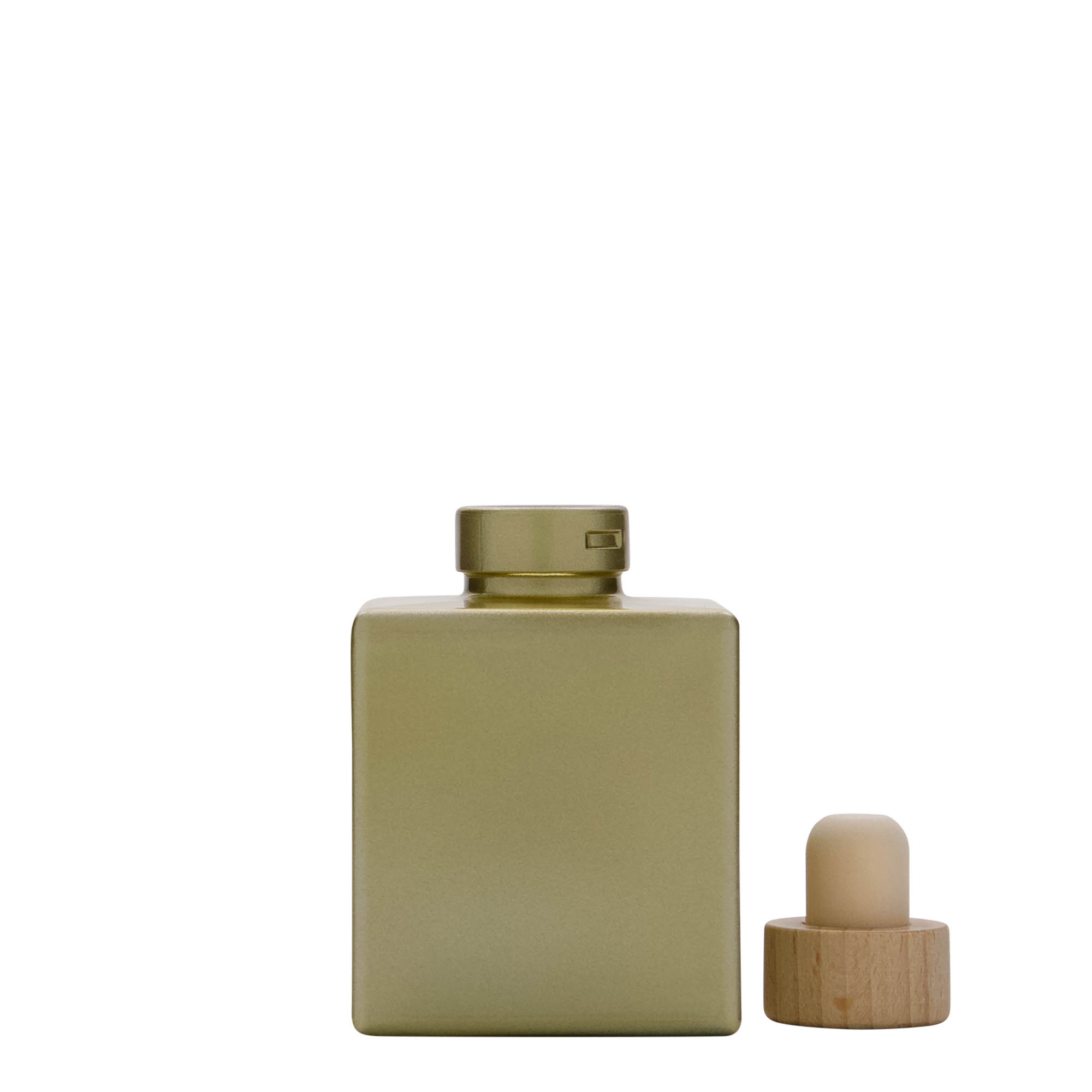 100 ml staklena boca 'Cube', kvadratna, zlatna, grlo: plutajući čep 100 ml staklena boca 'Cube', kvadratna, zlatna, grlo: plutajući čep