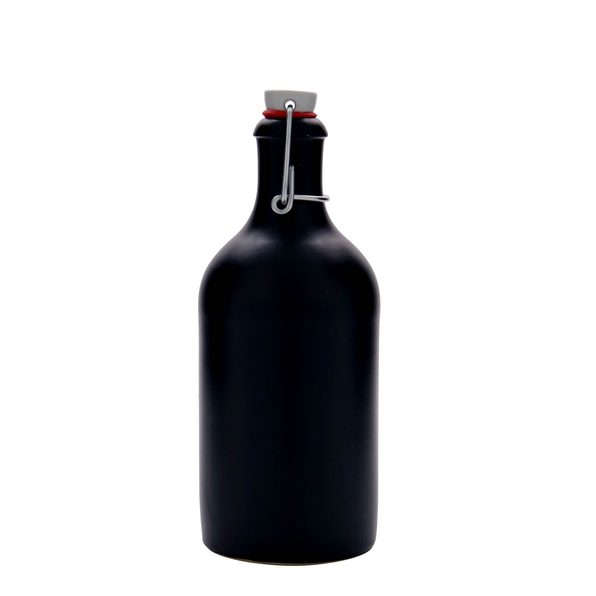 500 ml glineni vrč, kamena keramika, crni, otvor: zatvarač sa kopčom