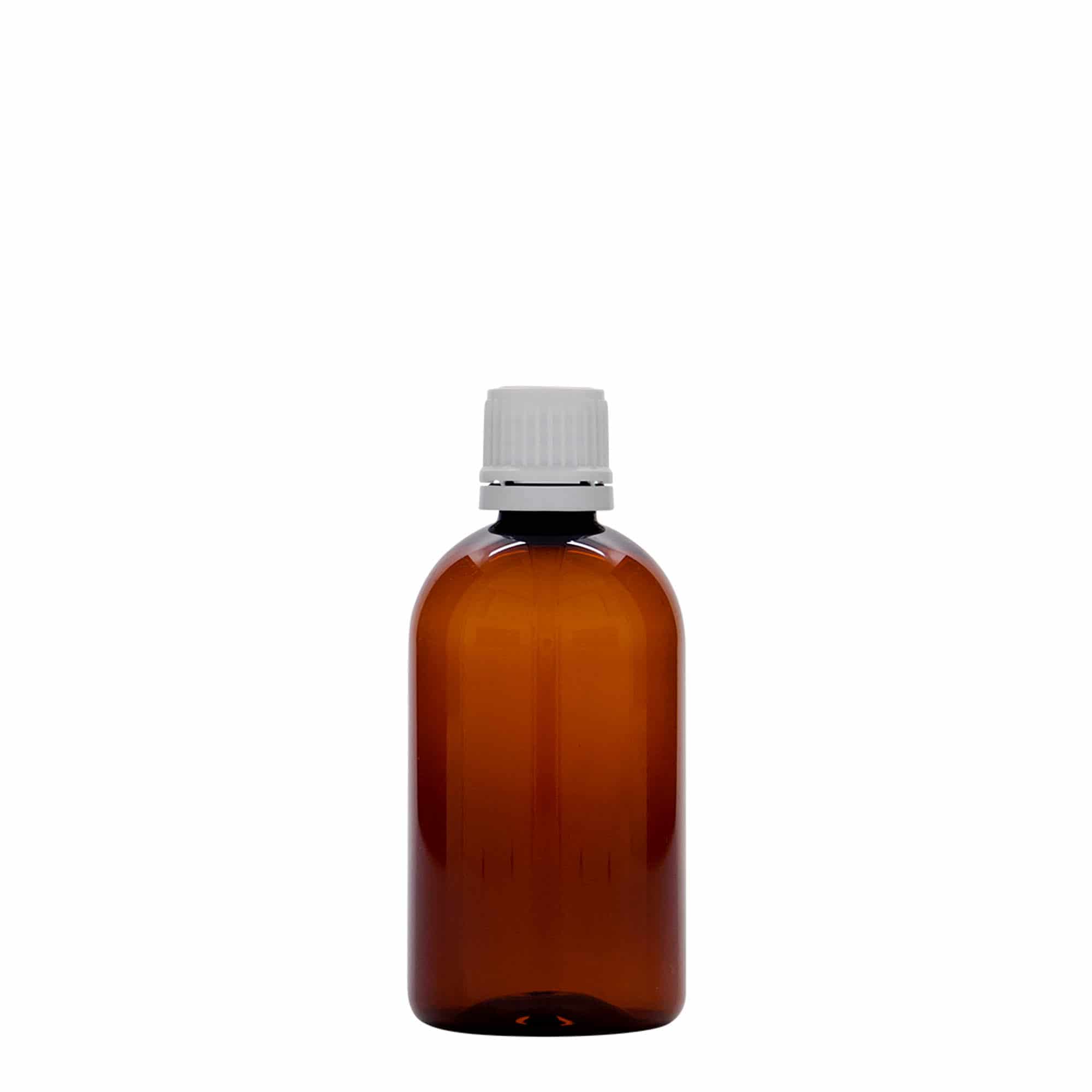 PET medicinska flaša 100 ml 'Easy Living', smeđa, plastika, otvor: DIN 18