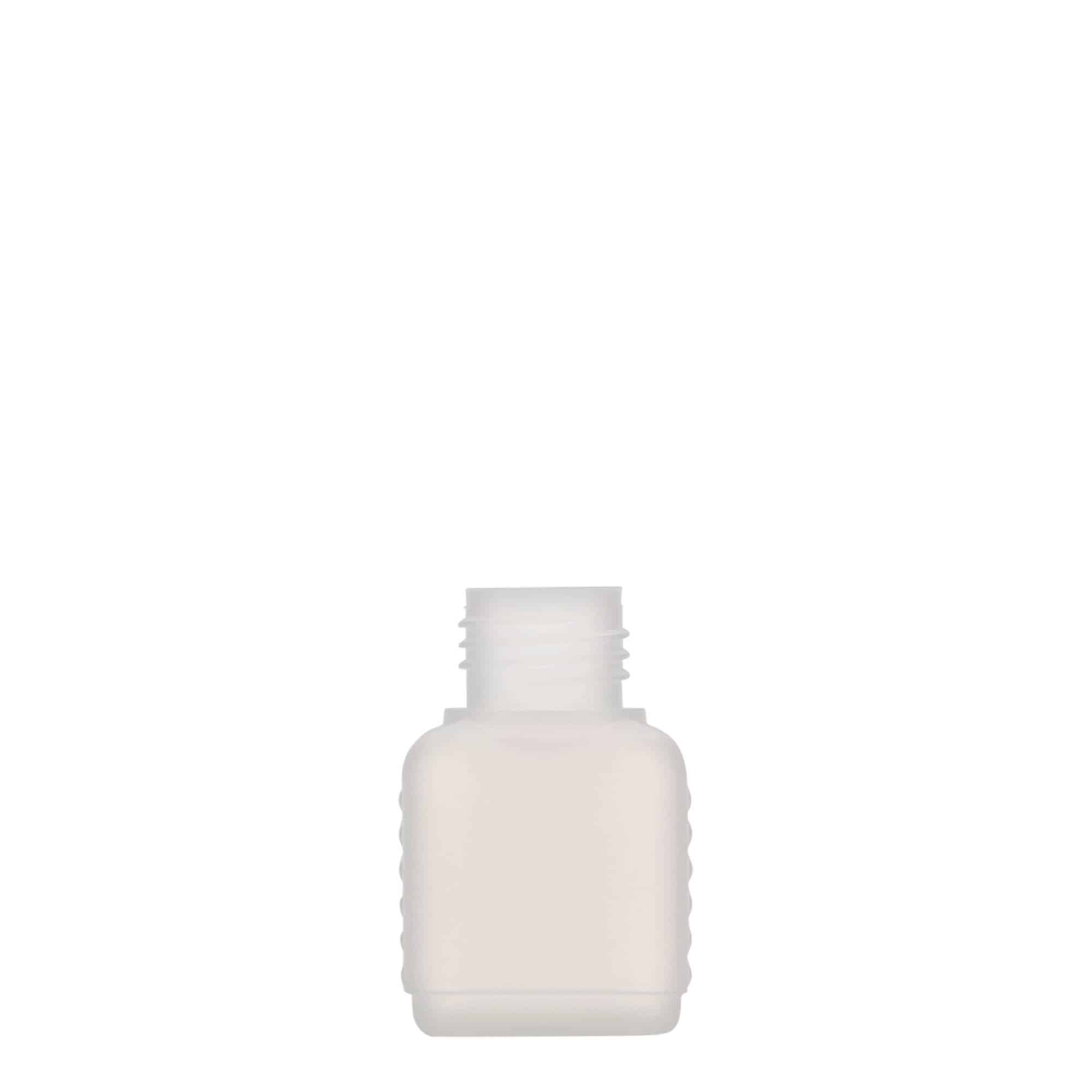 Kanister flaša 50 ml, kvadratna, HDPE plastika, prirodna, otvor: DIN 25 Kanister flaša 50 ml, kvadratna, HDPE plastika, prirodna, otvor: DIN 25