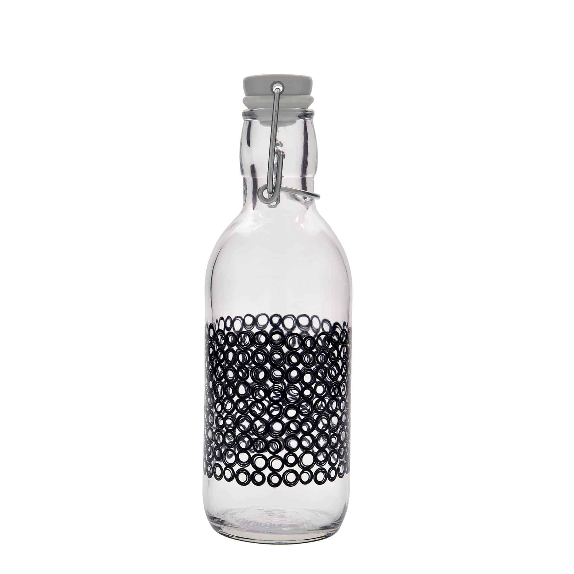 500 ml staklena boca 'Emilia', motiv: Circola nero, otvor: zatvarač s kopčom