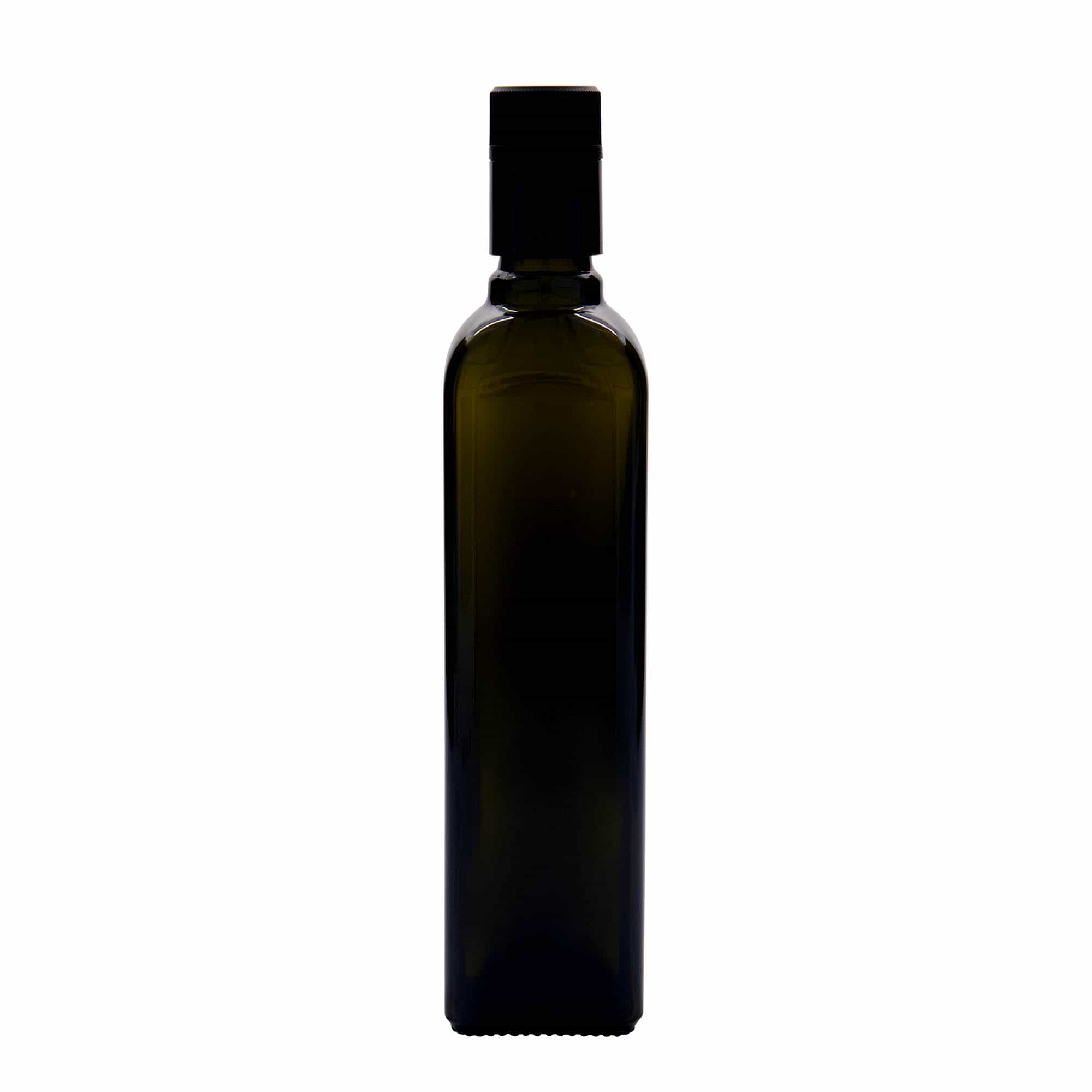 Flaša za sirće/ulje 500 ml 'Quadra', staklo, kvadratna, antikno zelena, otvor: DOP