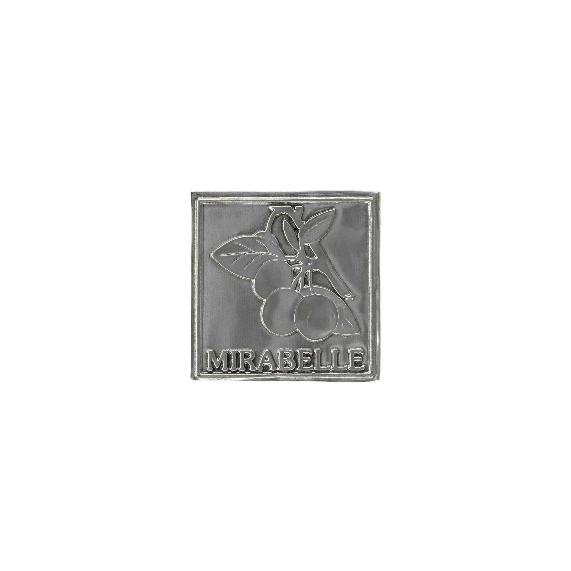 Pločica od kositra „Mirabelle“, kvadratna, metalna, srebrna