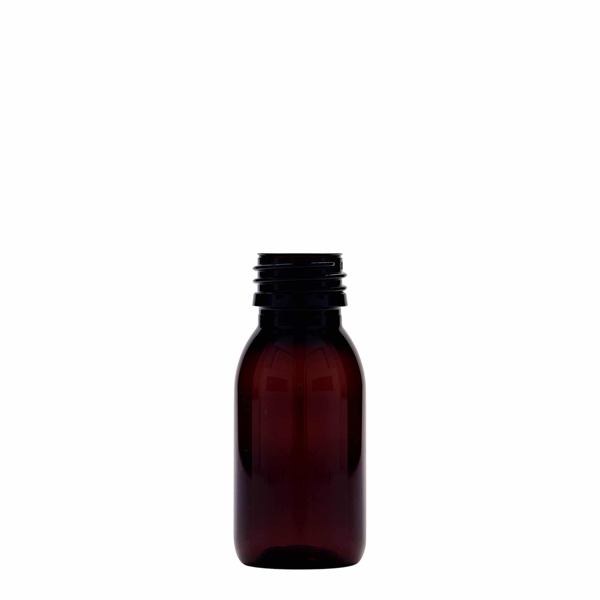 60 ml PET medicinska boca, smeđa, plastika, grlo: PP 28