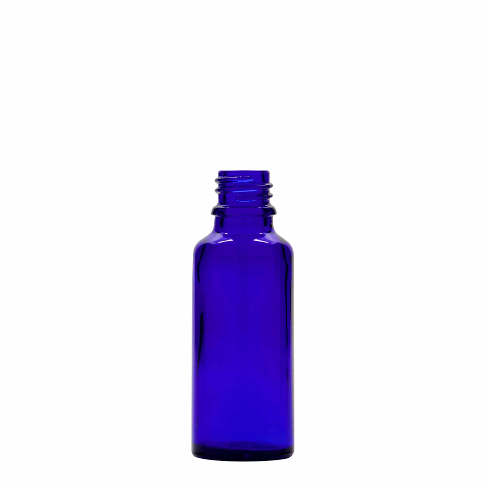 30 ml bočica s pipetom, medicinska, staklena, kraljevsko plavo-crvena, grlo: DIN 18