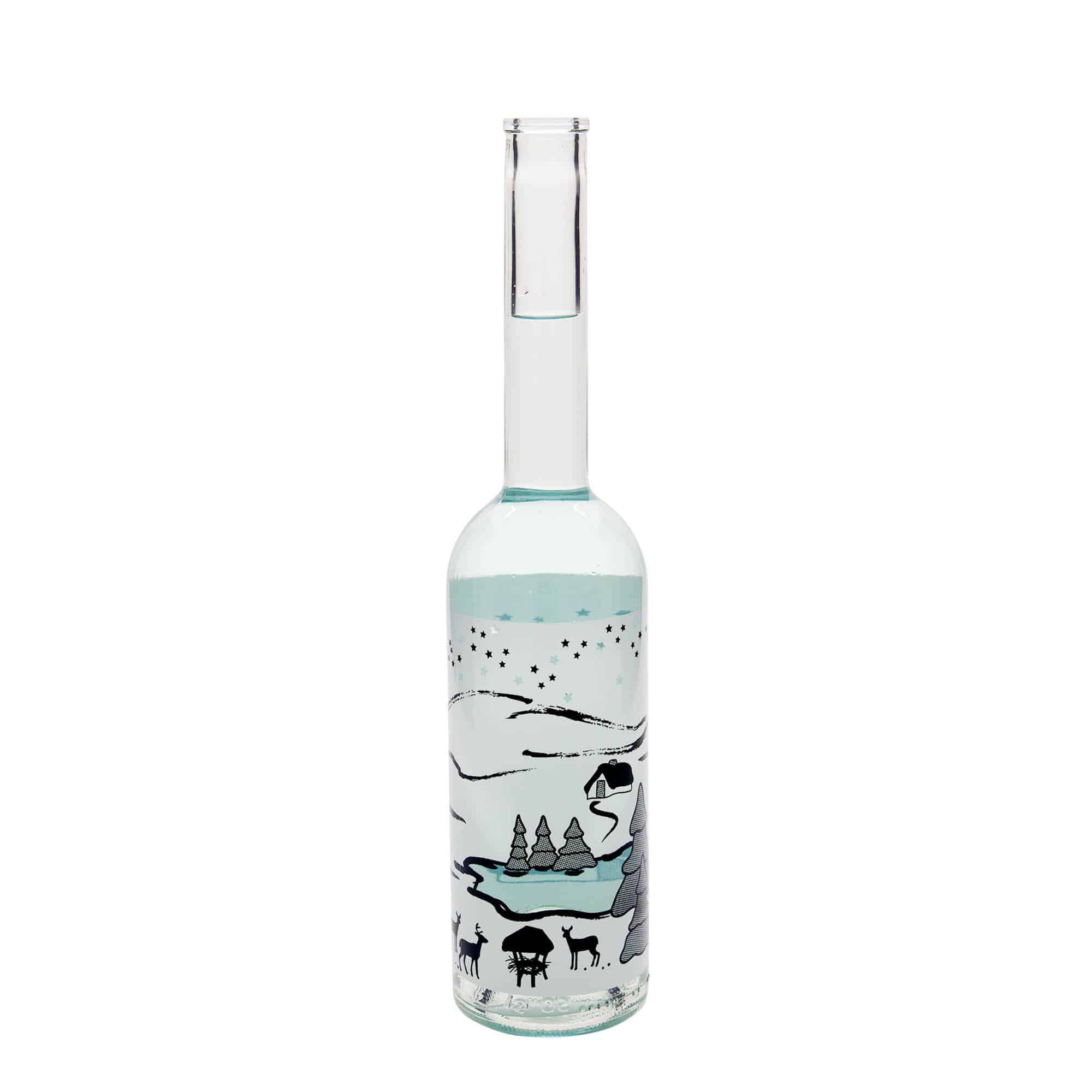 Staklena flaša 500 ml 'Opera', motiv: Zimski san-Bianco, otvor: Pluto