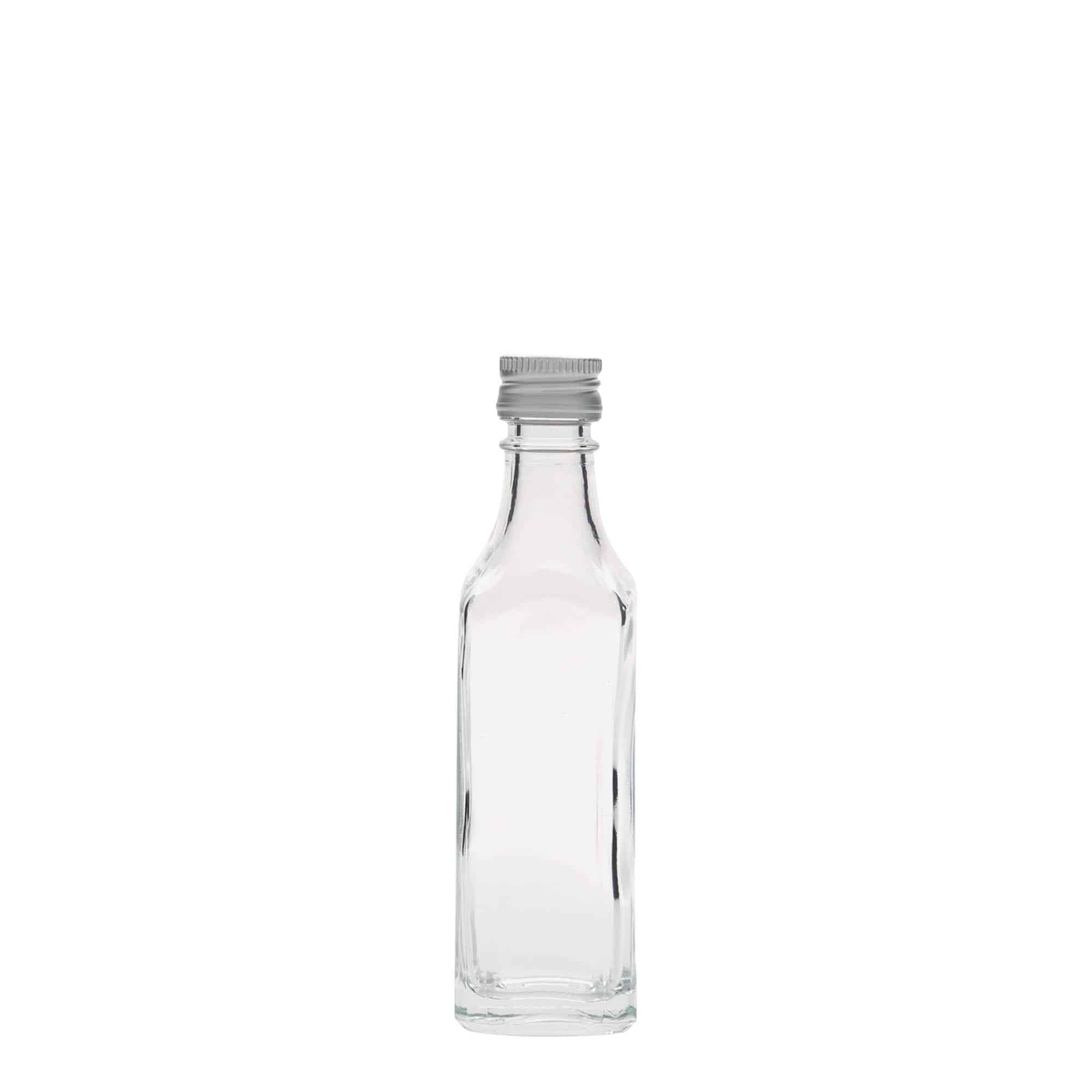 Staklena flaša 50 ml 'Siena', kvadratna, otvor: PP 18