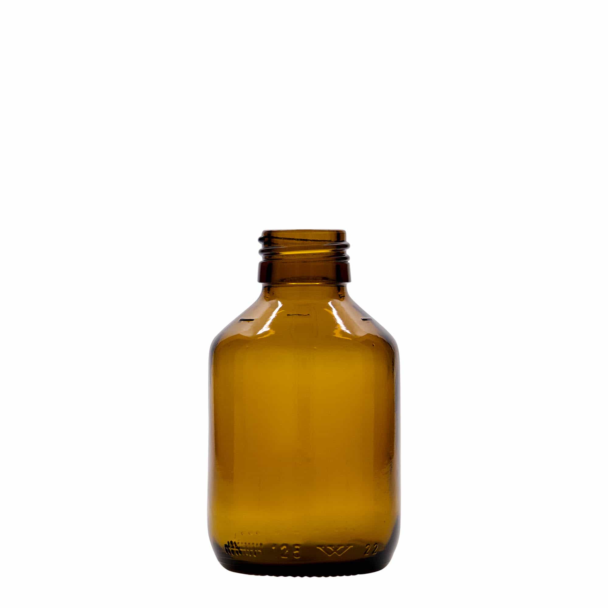 125 ml medicinska boca, smeđa, staklo, grlo: PP 28