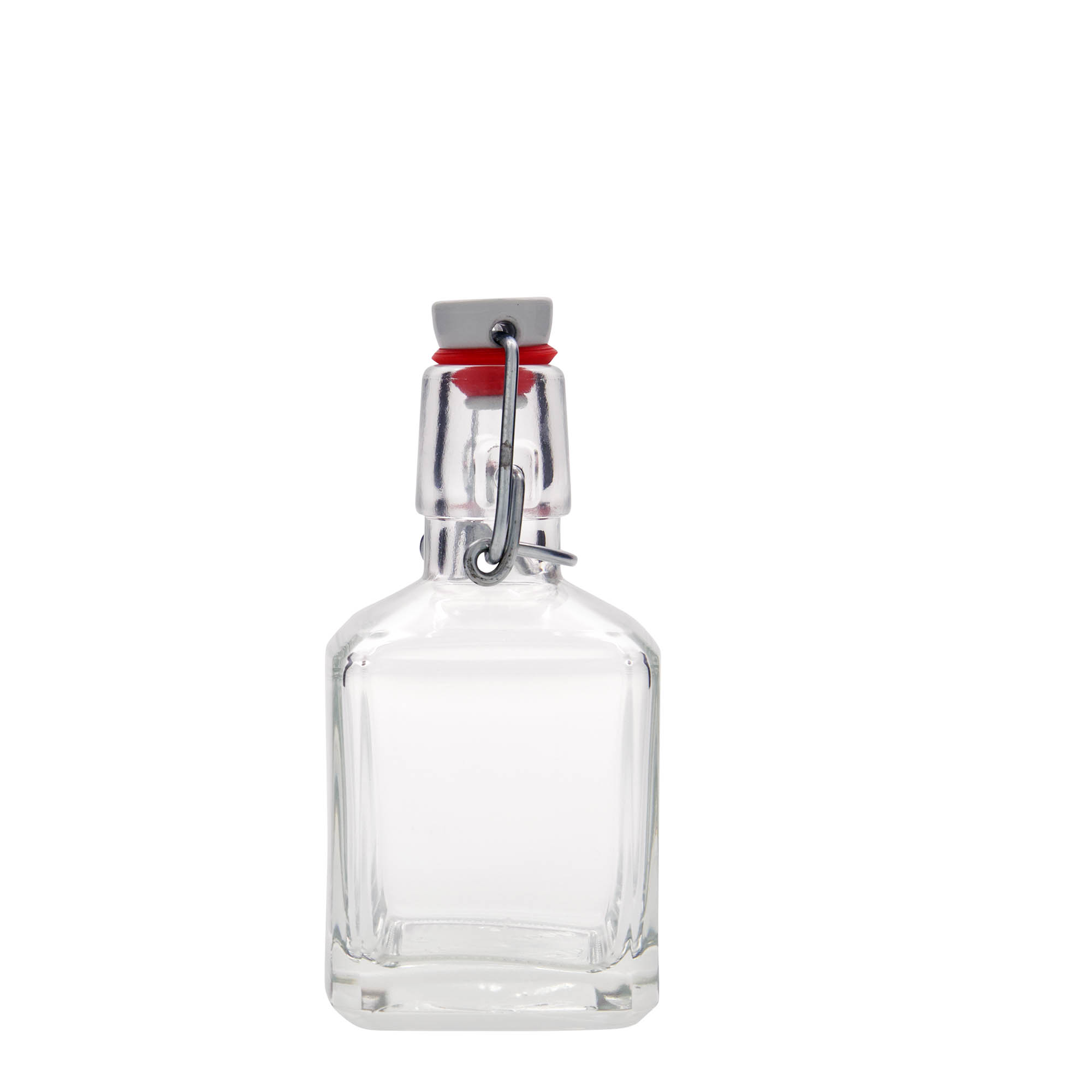 200 ml staklena boca 'Kubica', četvrtasta, grlo: zatvarač s kopčom