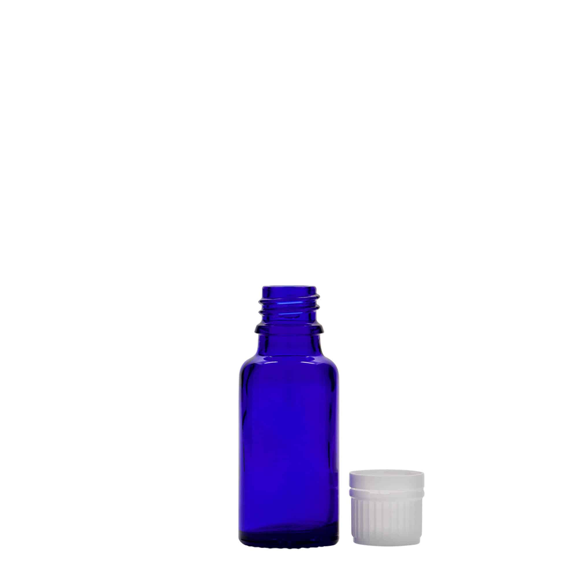 Medicinska flaša 20 ml, staklo, kraljevsko plava, otvor: DIN 18