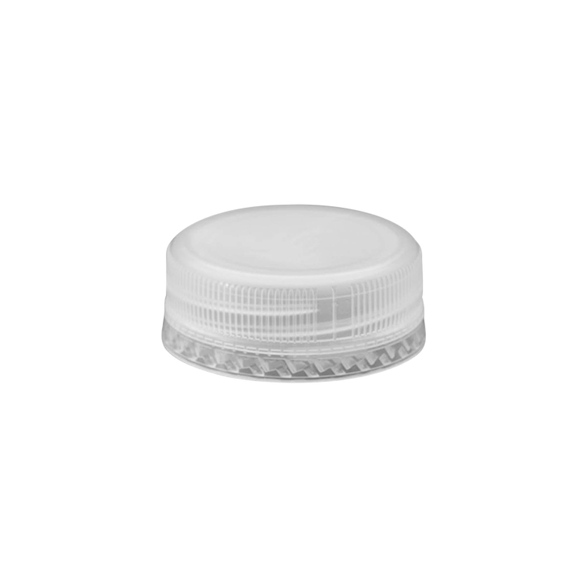 Zatvarač sa navojem sa dva početka, PE plastika, bijela, za otvor: PET 38 mm Zatvarač sa navojem sa dva početka, PE plastika, bijela, za otvor: PET 38 mm