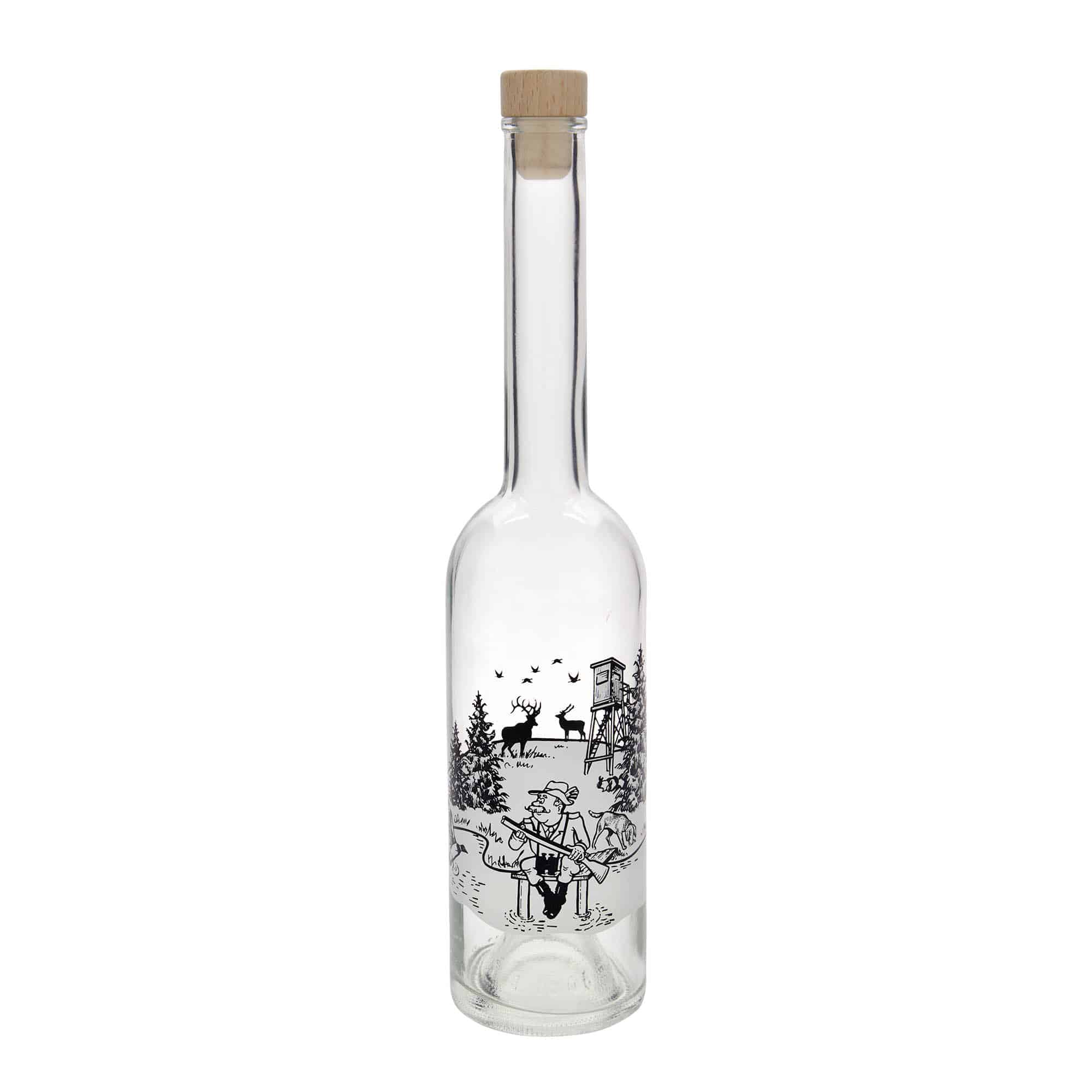 Staklena flaša 500 ml 'Opera', motiv: Lovac, otvor: Pluto