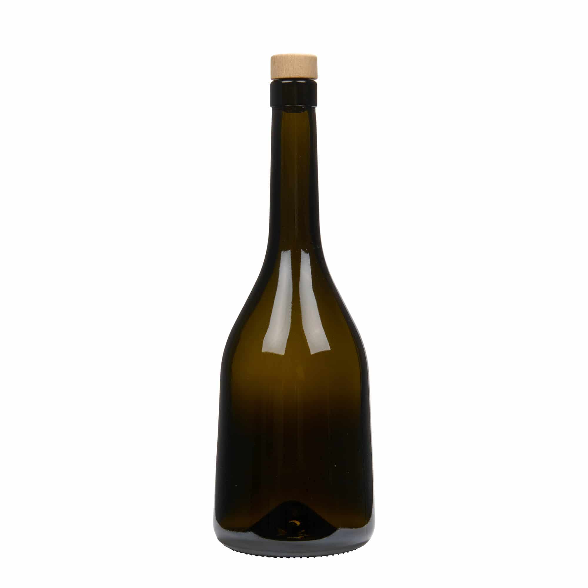 Staklena flaša 750 ml 'Rustica', antikno zelena, otvor: Pluto