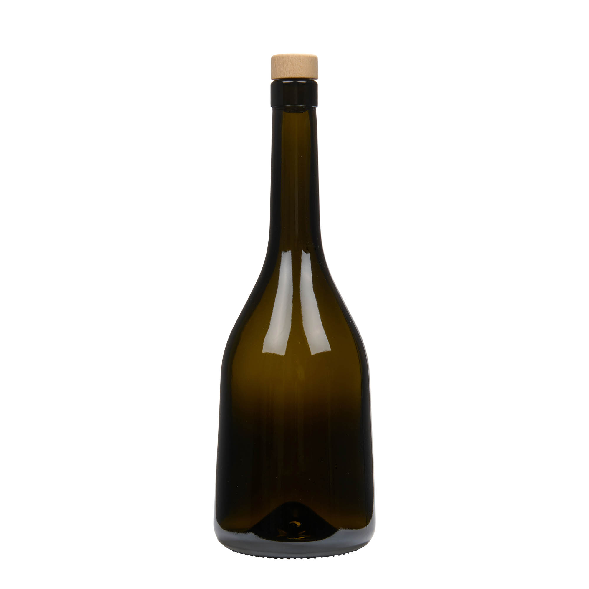 750 ml staklena boca 'Rustica', antikno zelena, grlo: pluta